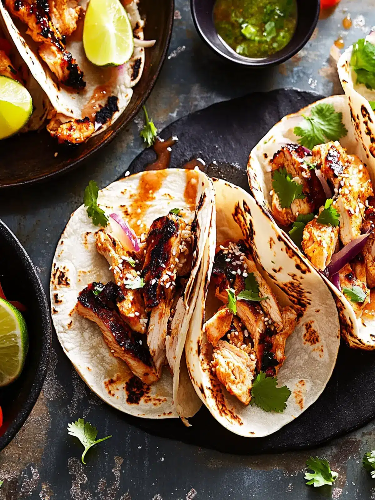 Transform Your Dinner with Teriyaki Chicken Tacos & Nori Crunch 3 Teriyaki Chicken Tacos with Sesame Nori