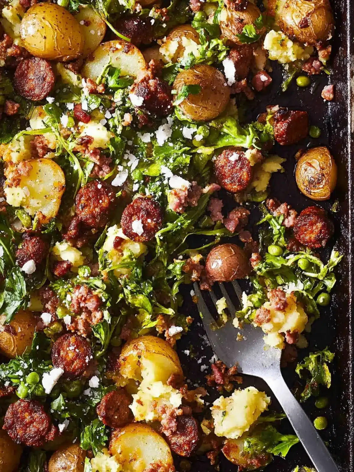 Smashed Potato and Chorizo Sheet Pan Salad