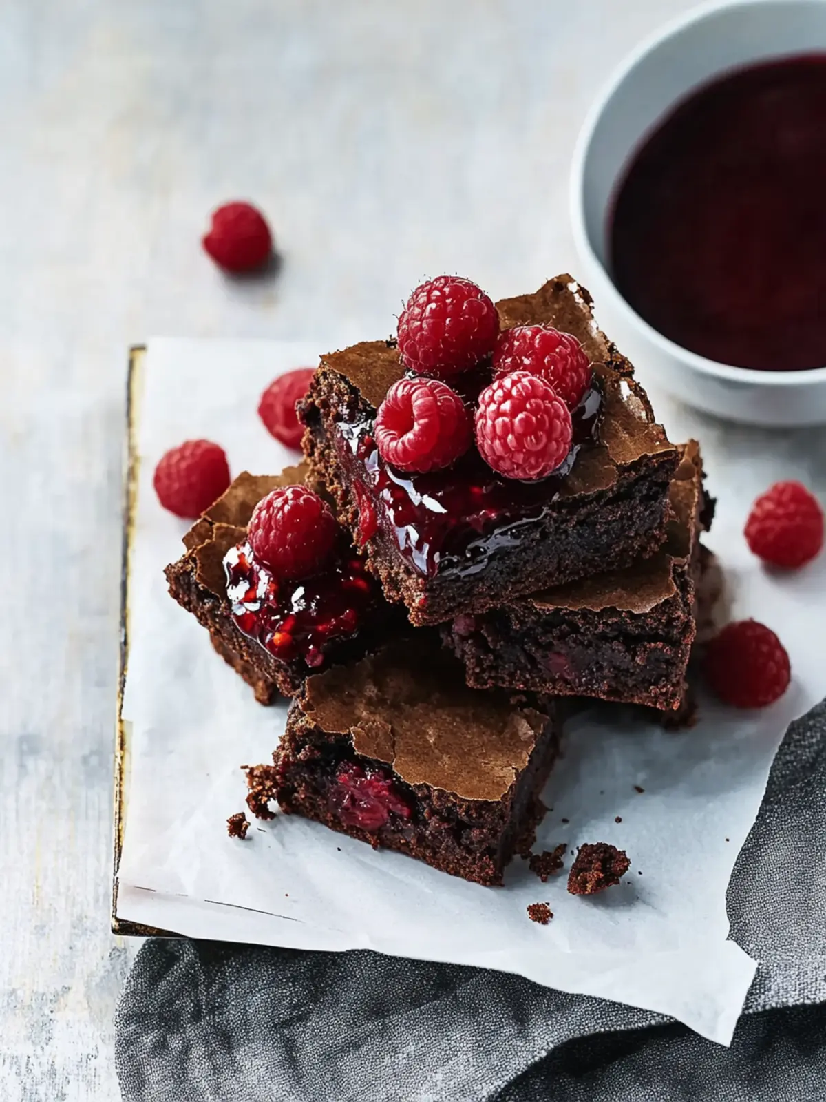Chocolate Brownies With Raspberry Sauce
