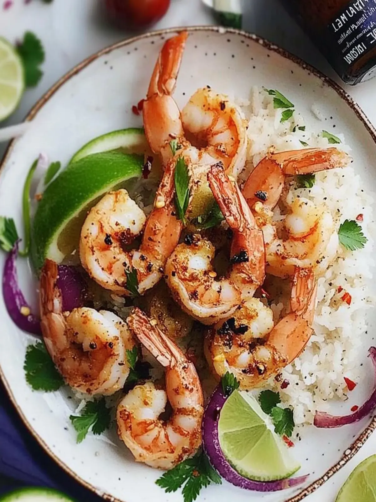 Spiced Garlic Shrimp Over Coconut Rice