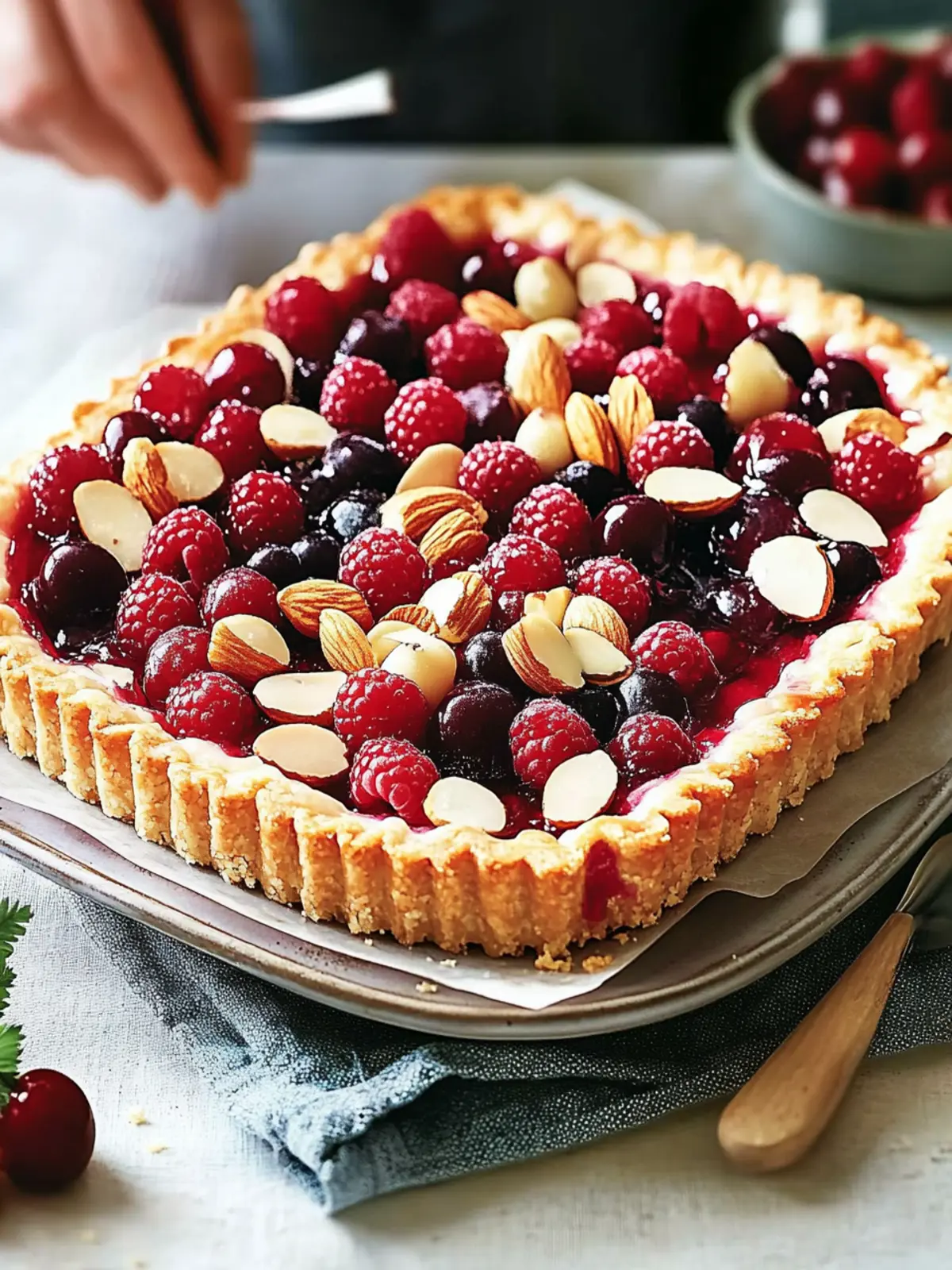 Cherry, Raspberry and Almond Tart