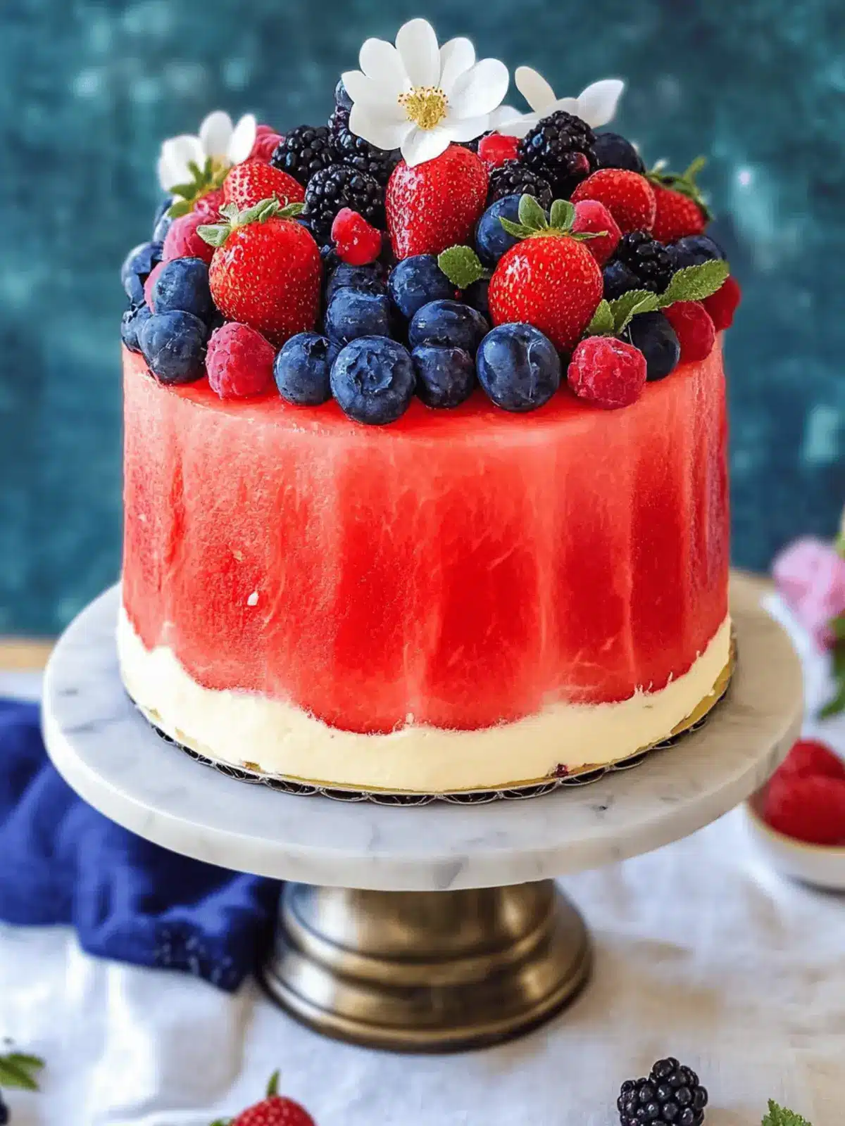 How to Make the Most Adorable Fresh Watermelon Cake Today 2 How to Make the Most Adorable Fresh Watermelon Cake with Summer Berries