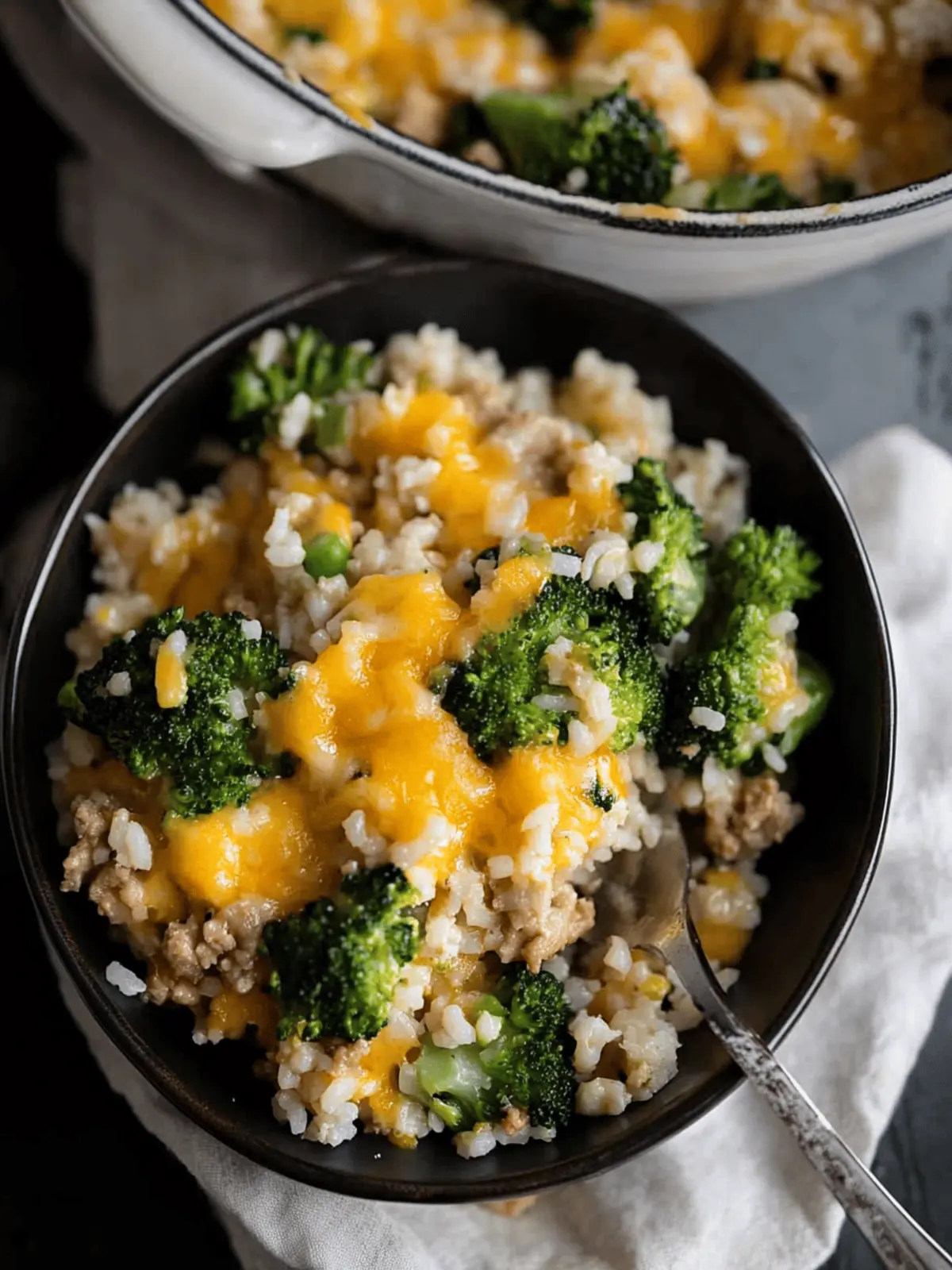Cheesy Ground Chicken and Rice with Broccoli