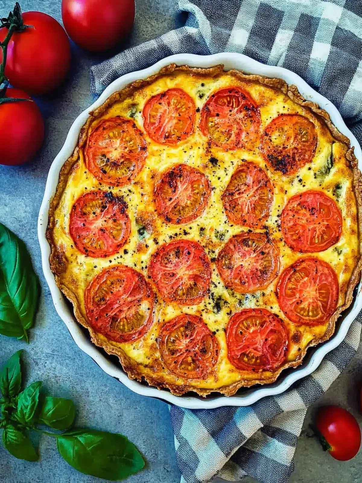 Crustless tomato quiche