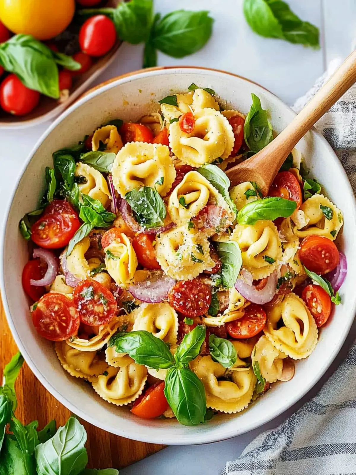 Fresh Tortellini Salad with Veggies and Zesty Italian Dressing 2 Tortellini Salad