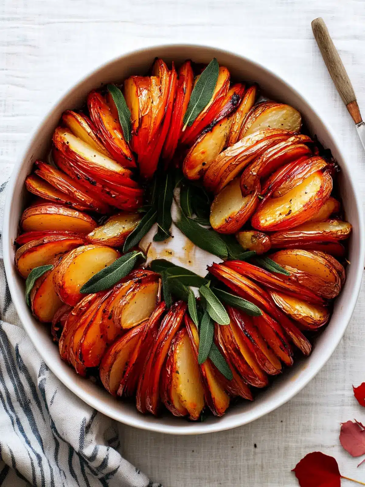 Garlic Roast Potato and Sage Wreath for Holiday Wow Factor 2 Garlic Roast Potato and Sage Wreath