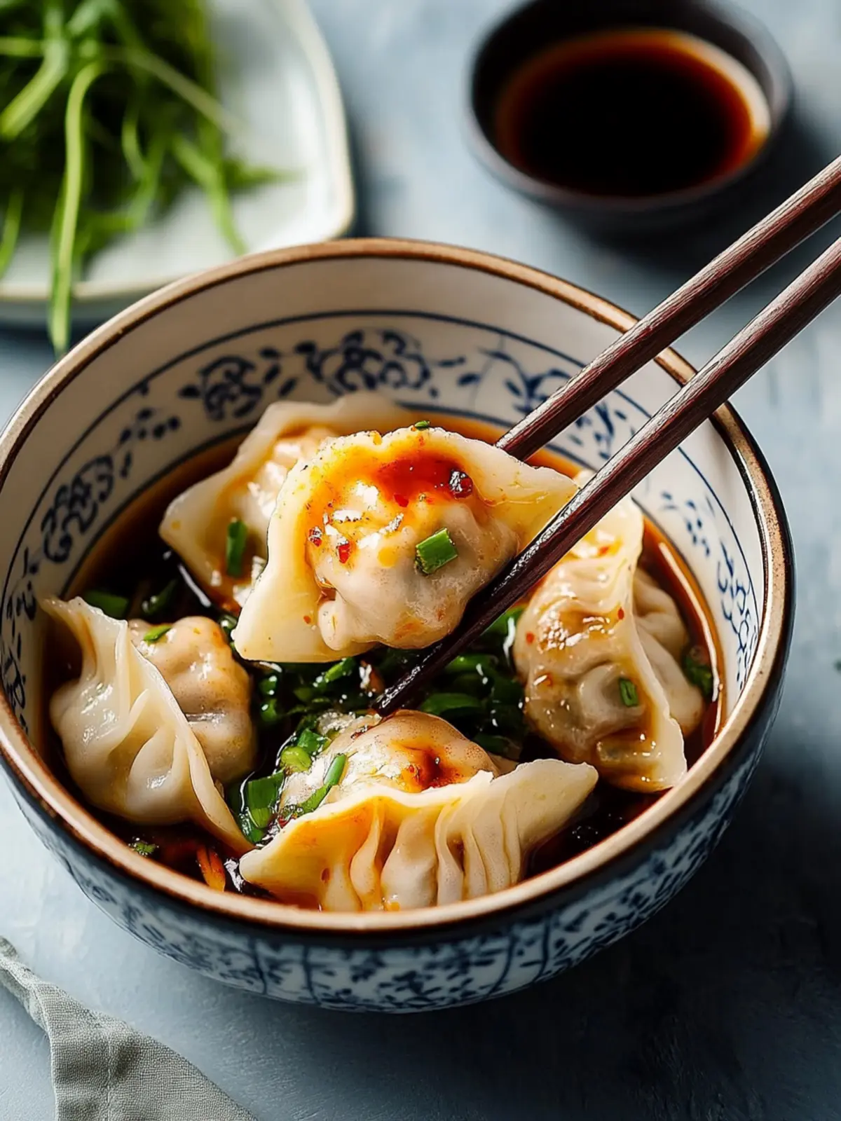 Savor Homemade Prawn Dumplings in Red Oil for Quick Meals 4 Prawn Dumplings in Red Oil