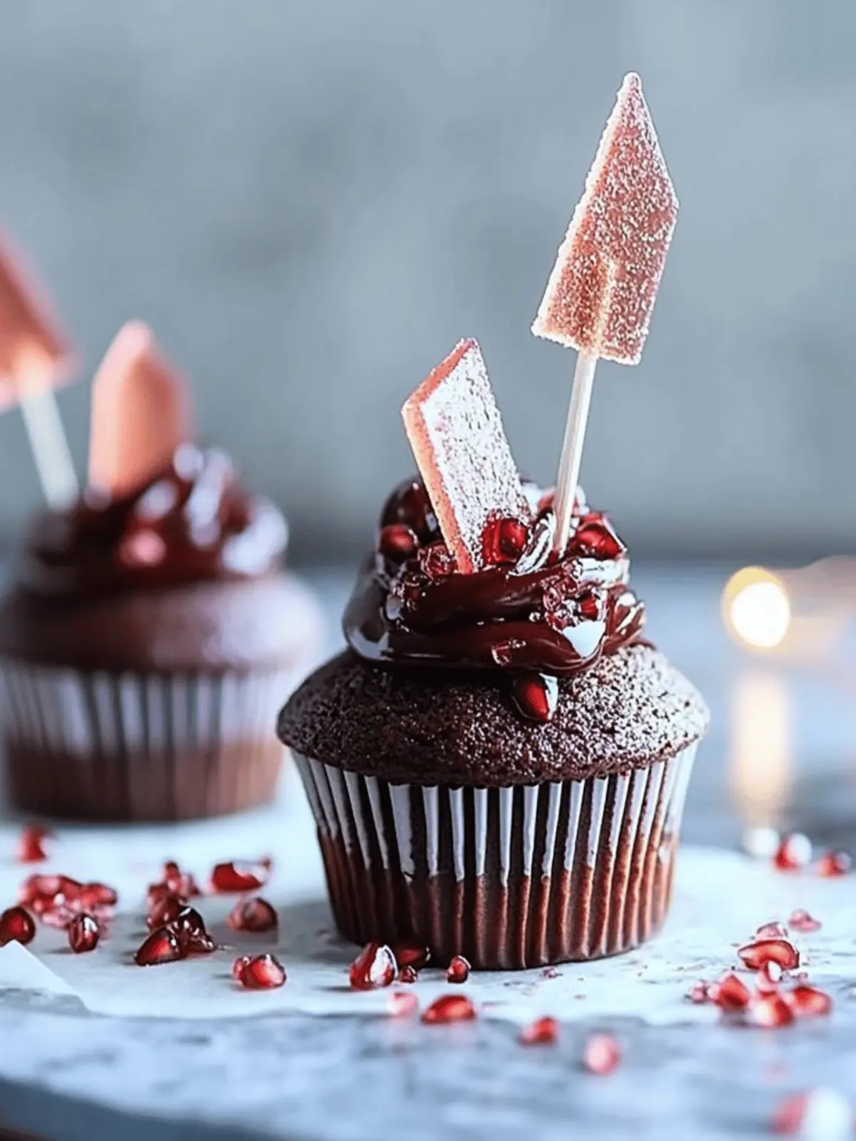 Devil s Food Cupcakes with Pomegranate Sugar Shards