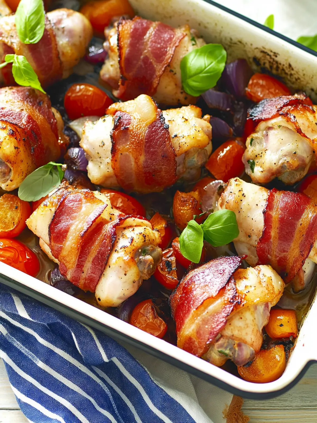 Bacon Wrapped Chicken Thigh Tray Bake