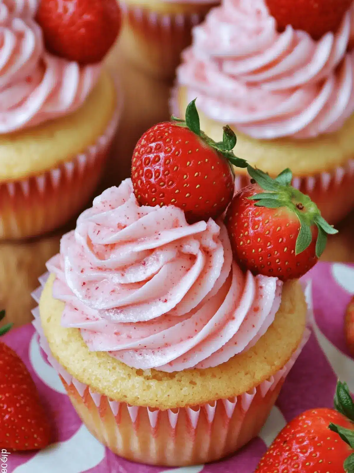 Vanilla Cupcakes with Strawberry Buttercream
