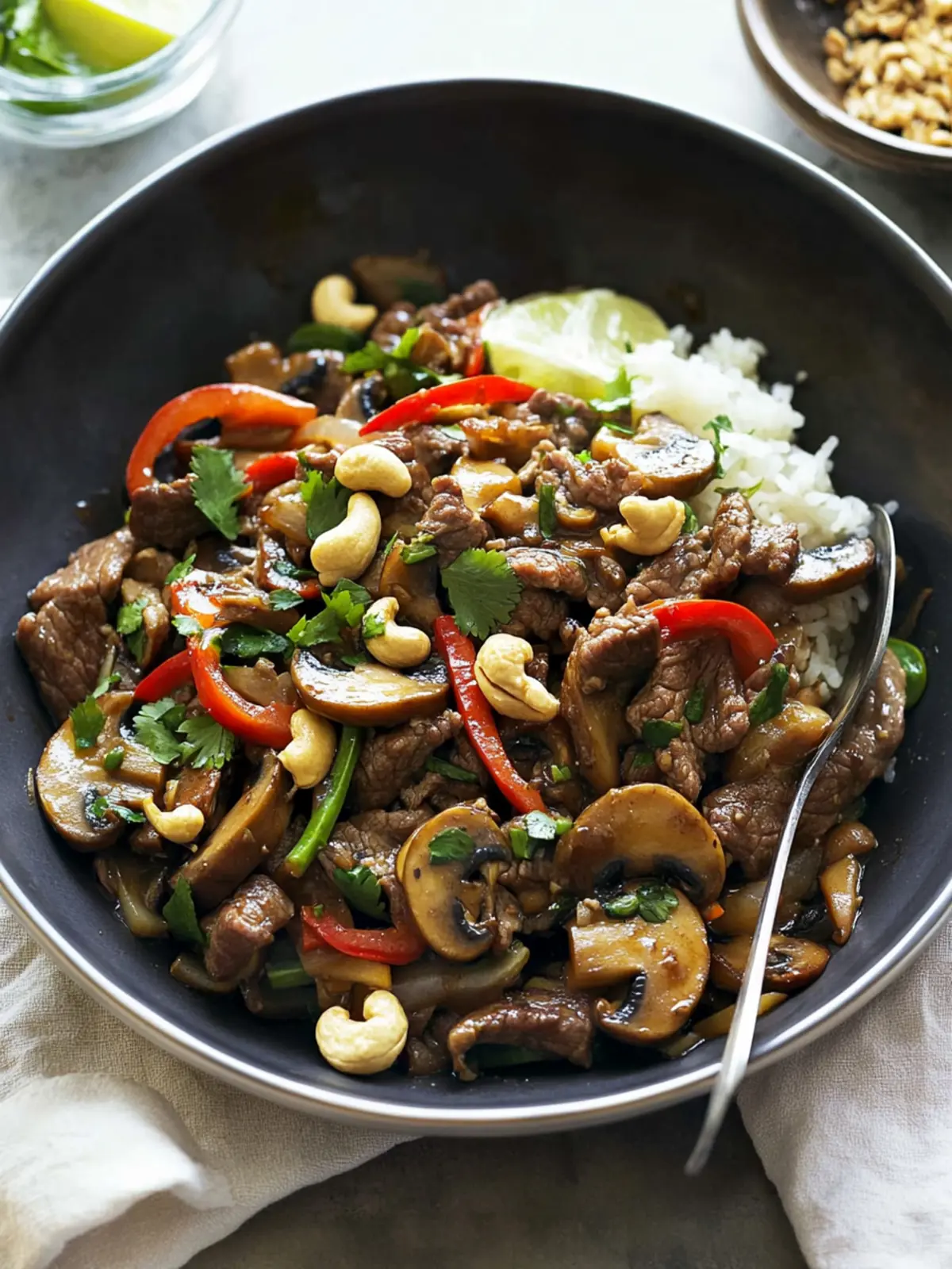 Mushroom Beef and Cashew Stir-Fry in 15 Minutes Flat 4 Mushroom Beef And Cashew Stir Fry