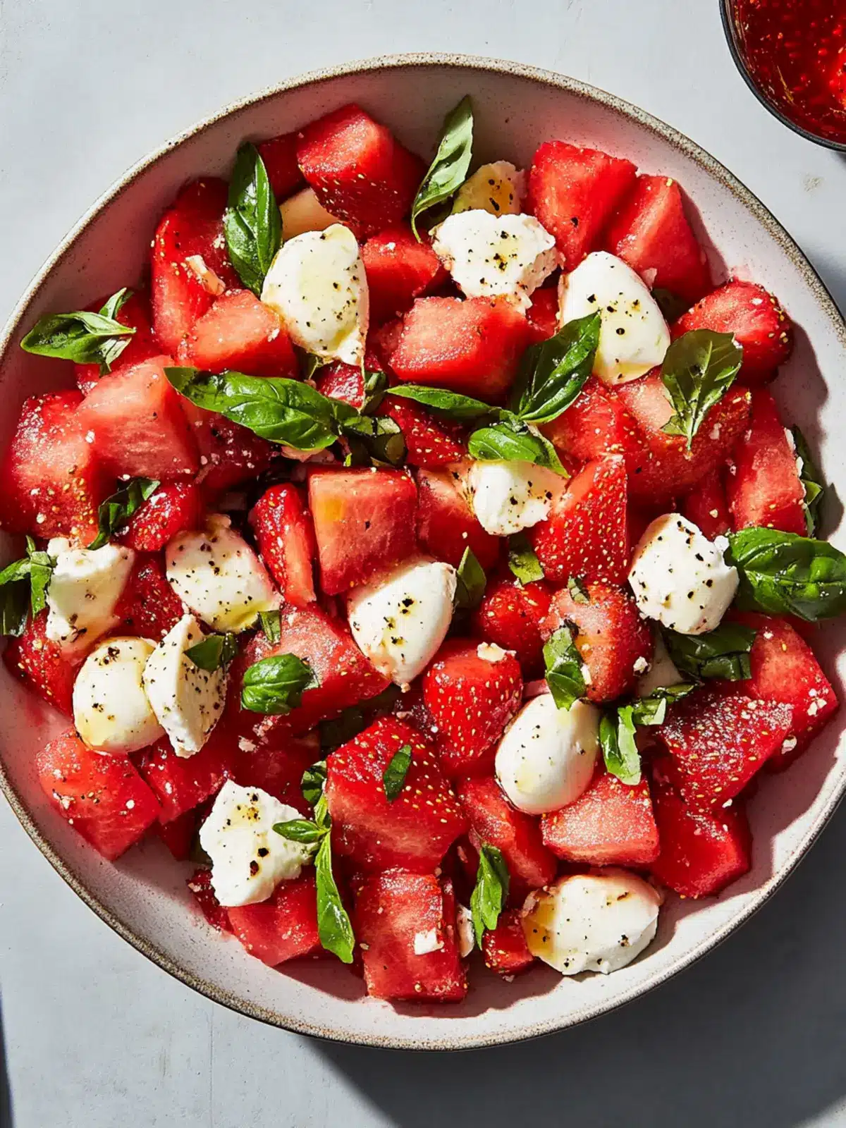 Delicious Watermelon Strawberry Caprese Salad for Summer Fun 3 Watermelon Strawberry Caprese Salad