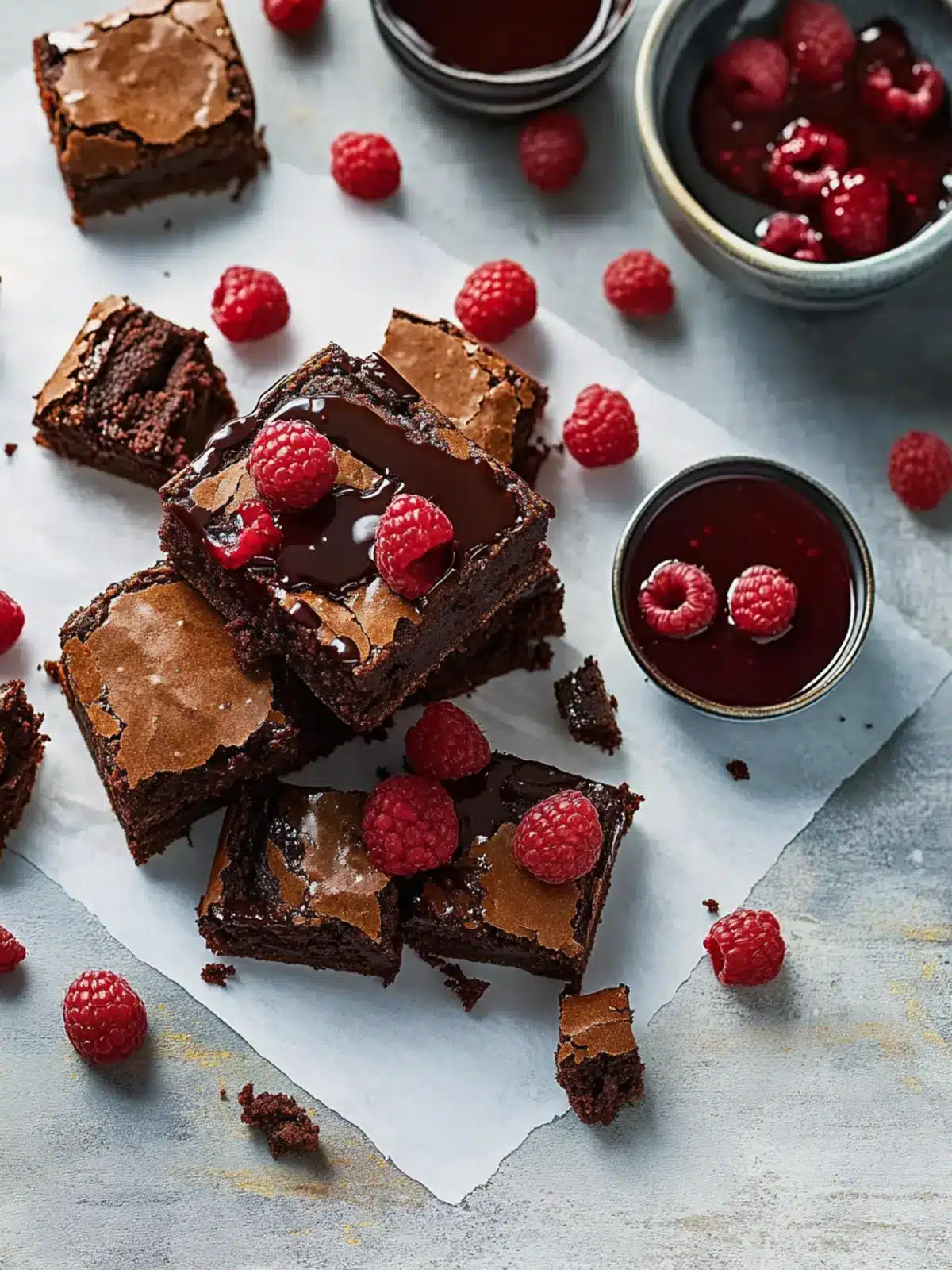 Chocolate Brownies With Raspberry Sauce