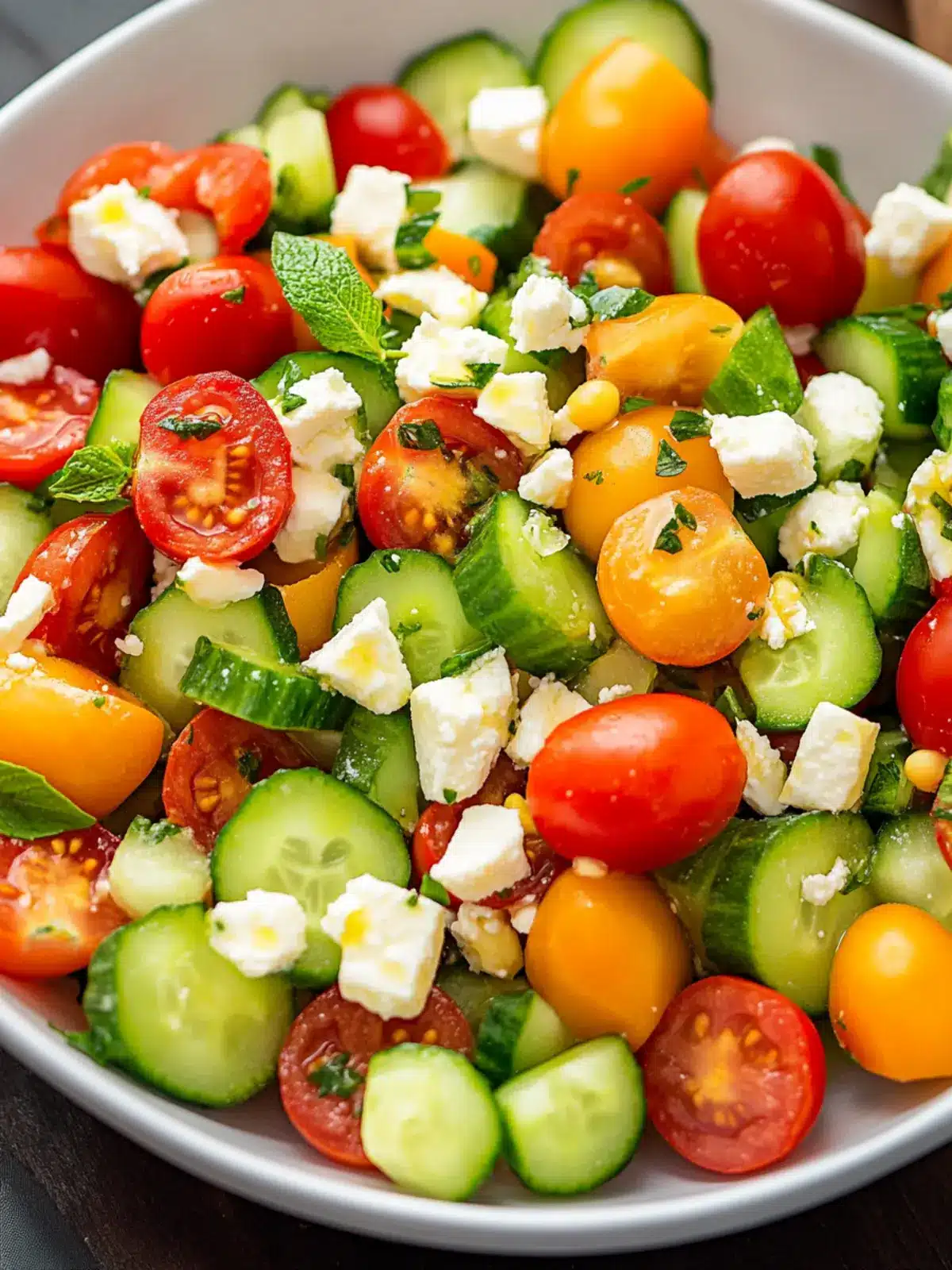 Bright and Crunchy Tomato Cucumber Feta Salad in 10 Minutes 4 Tomato Cucumber Feta Salad