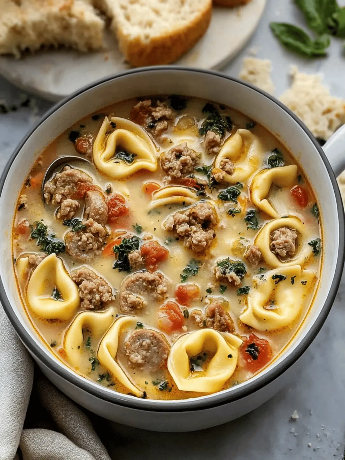 Spicy Italian Sausage and Tortellini Soup