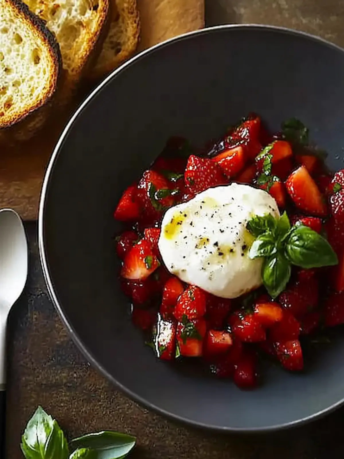 Burrata with Strawberry and Basil Salsa