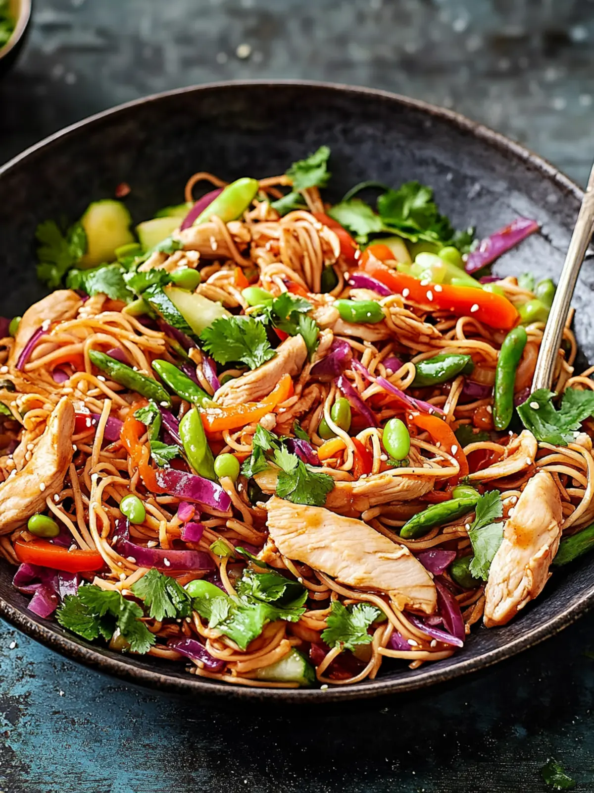 Slow Cooker Hoisin and Garlic Chicken Noodle Salad