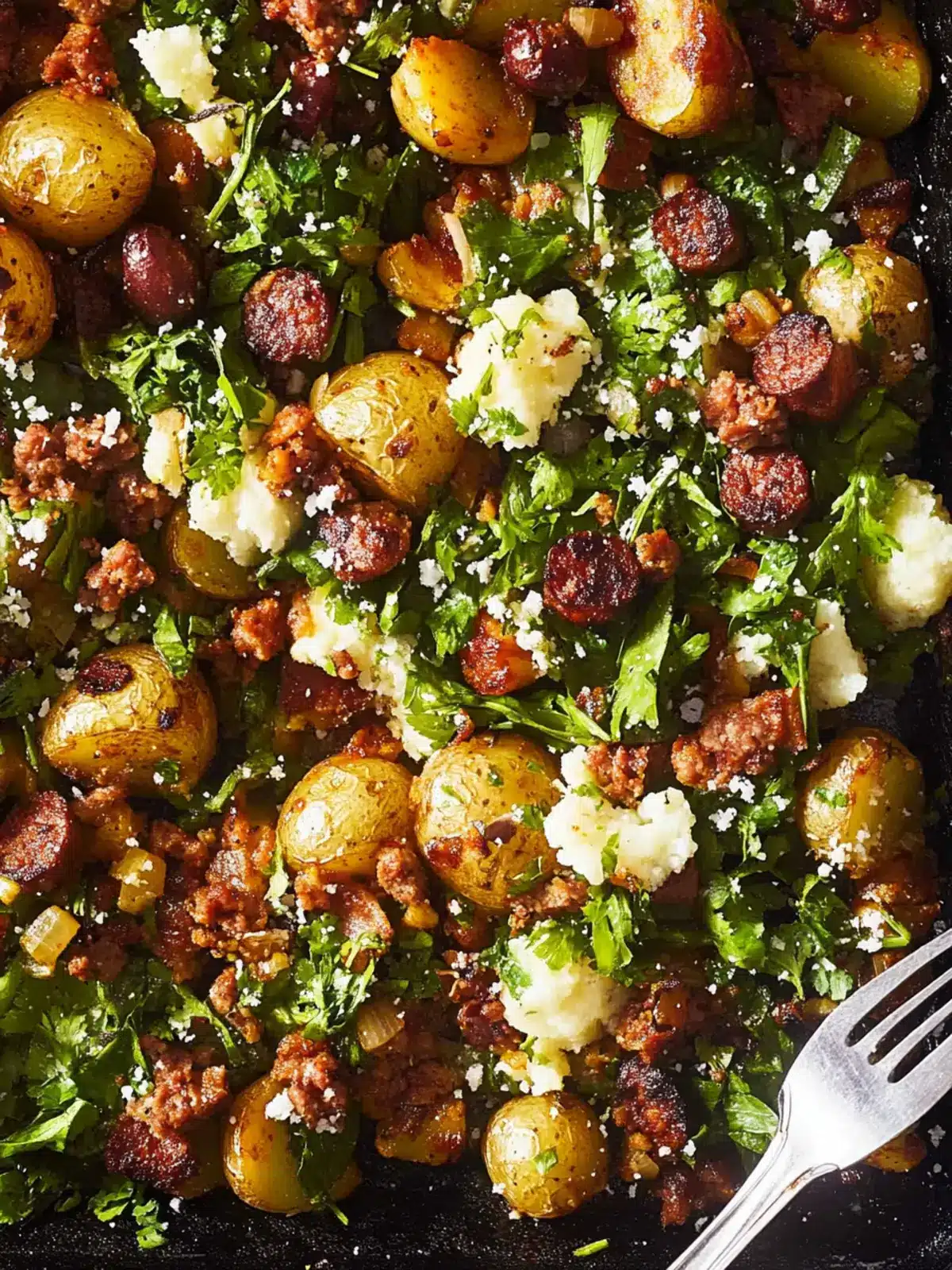 Smashed Potato and Chorizo Sheet Pan Salad