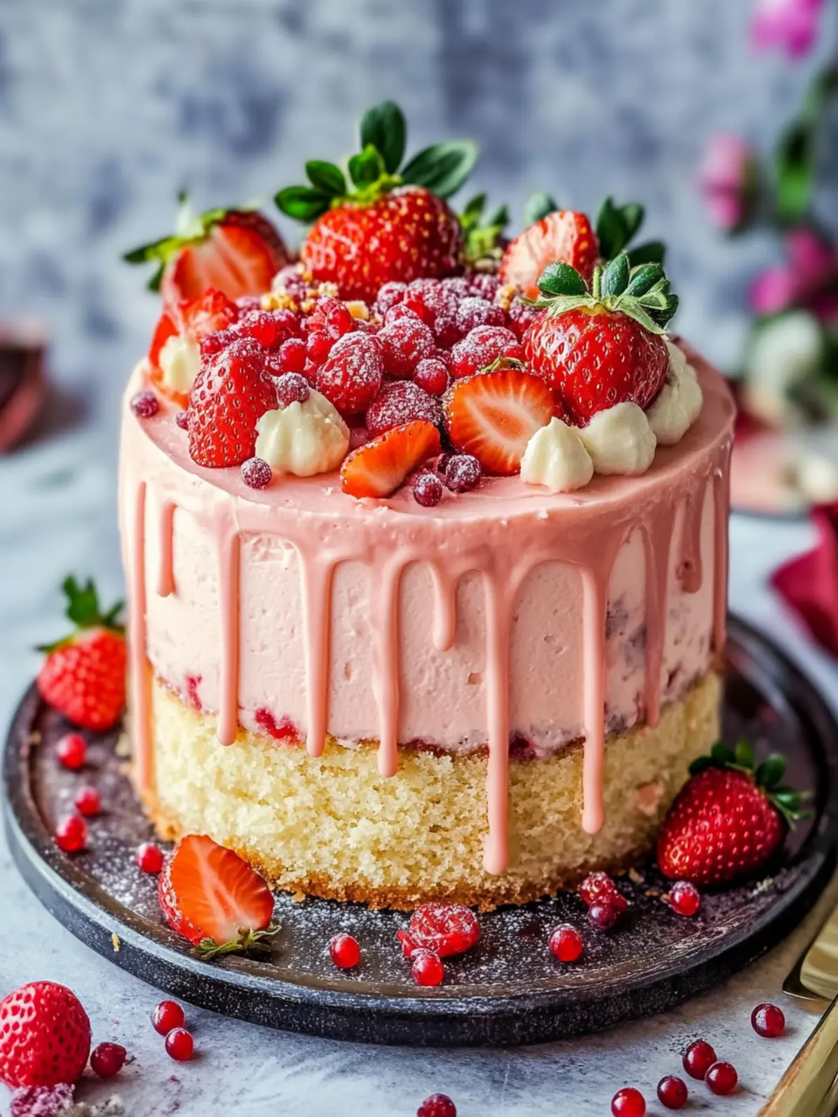 Decadent Strawberry Champagne Cake for Special Celebrations 3 Strawberry Champagne Cake