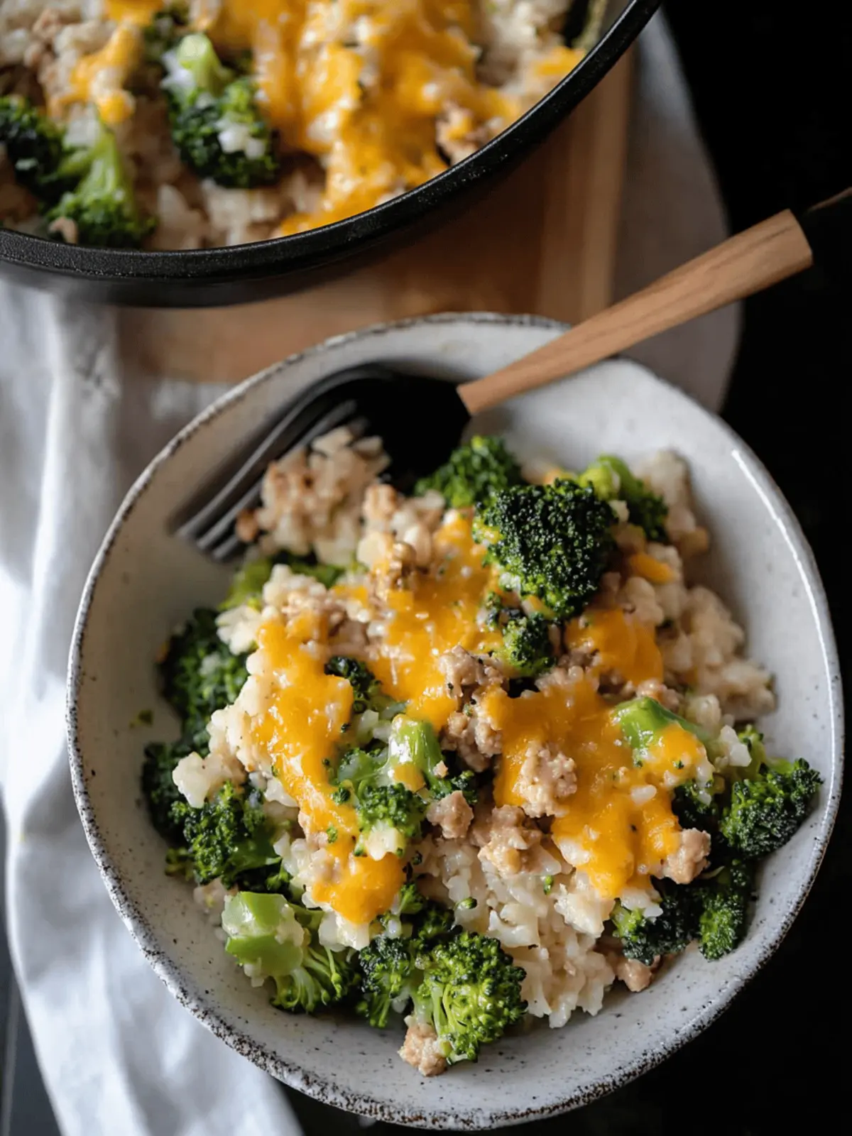 Cheesy Ground Chicken and Rice with Broccoli