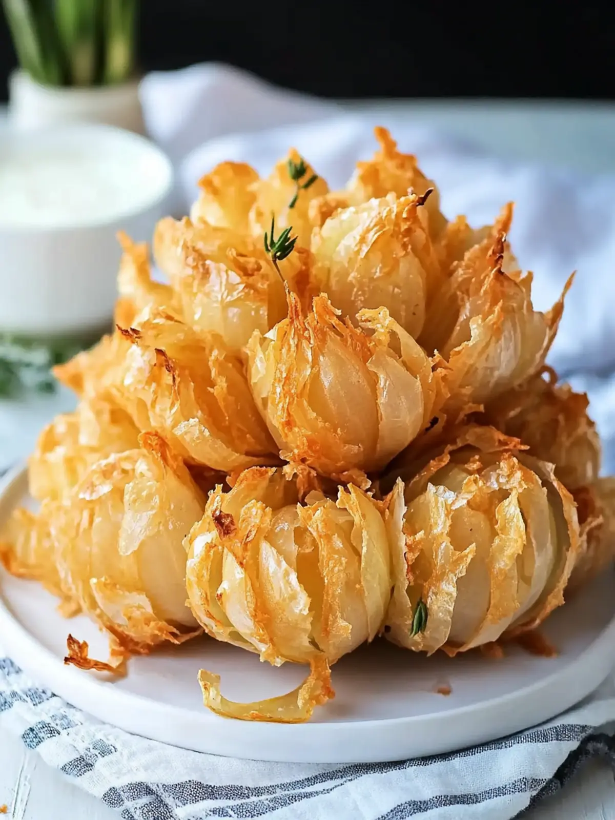 Crispy Baby Blooming Onions with Zesty Dipping Sauce 4 Baby Blooming Onions