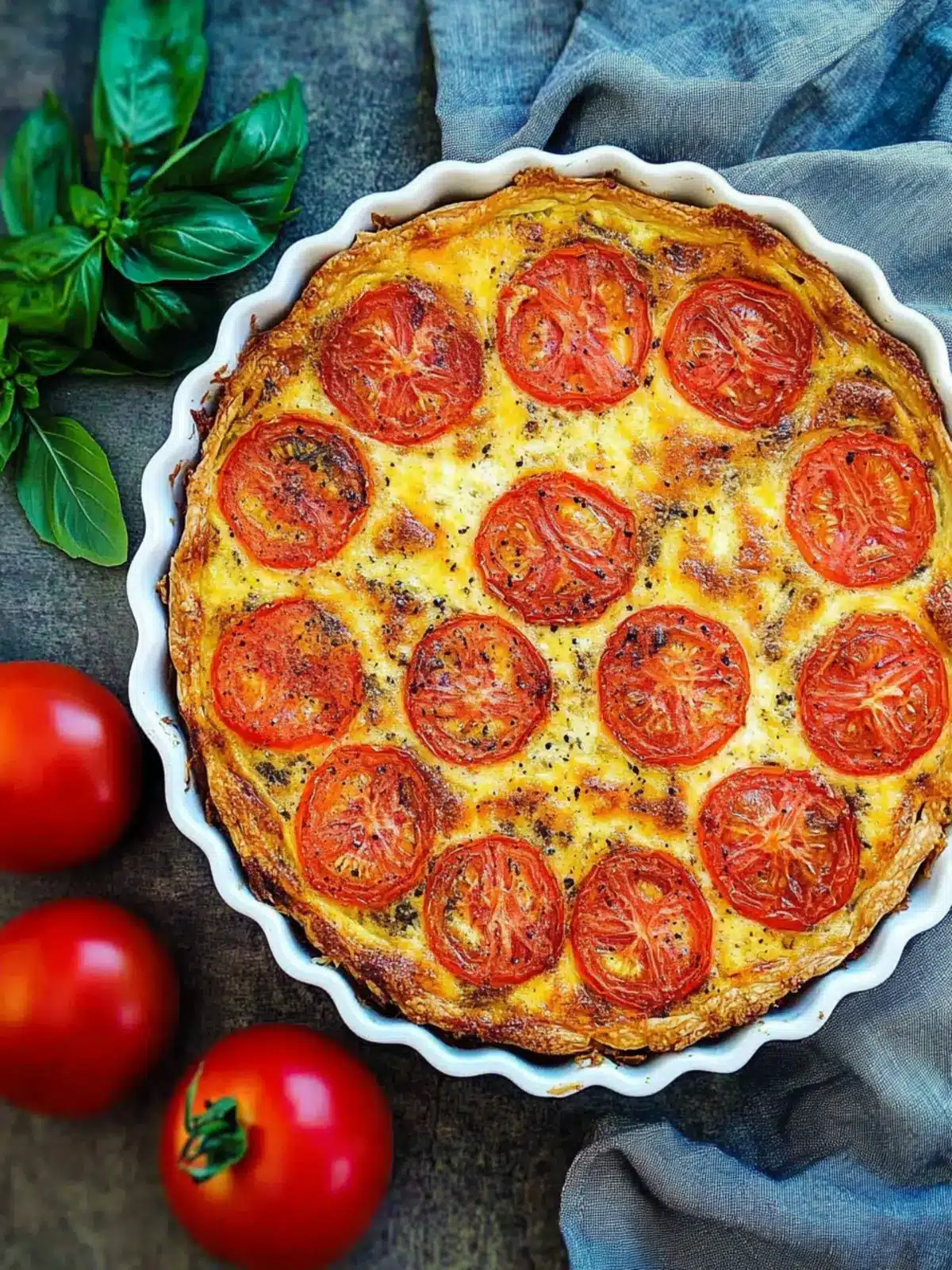 Crustless tomato quiche