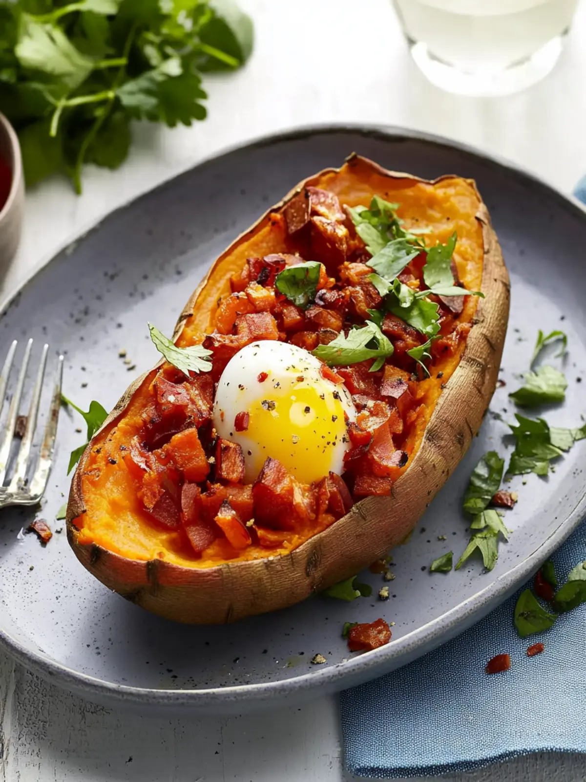 Air Fryer Sweet Potato Skins With Eggs