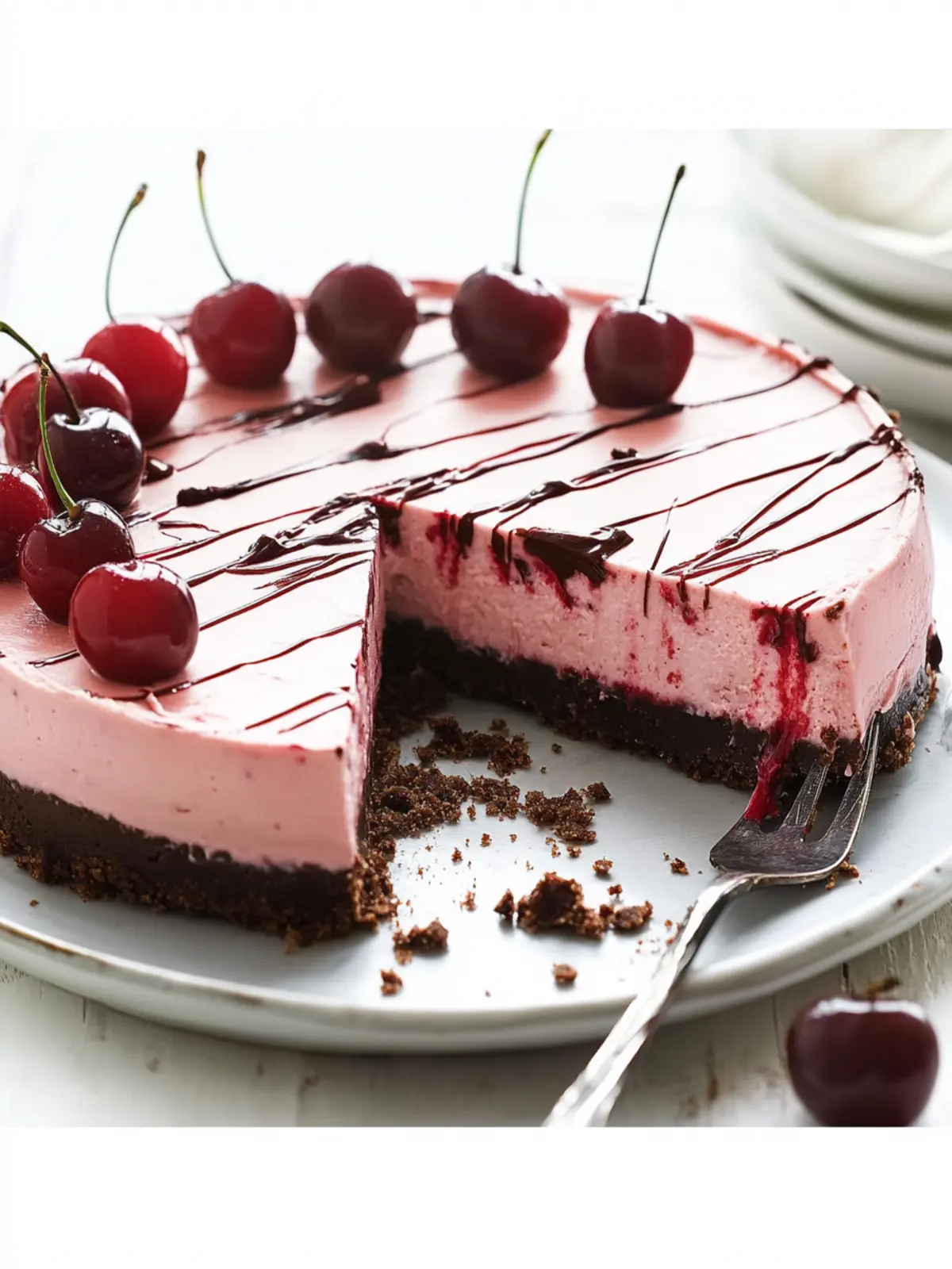 Cherry Coconut Cheesecake with Chocolate Crackle Bliss 2 Cherry Coconut Cheesecake with Chocolate Crackle Base