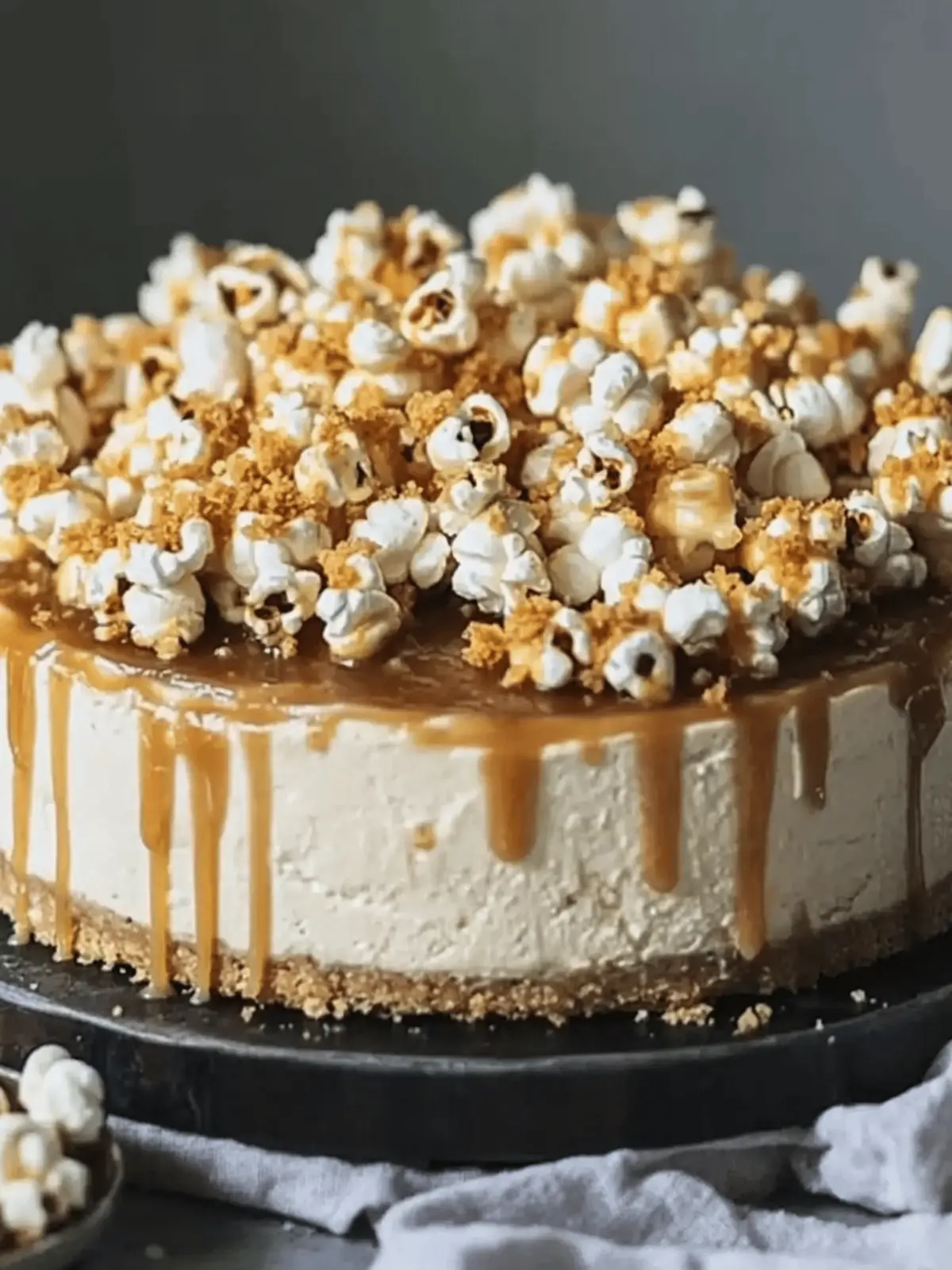 Salted butterscotch popcorn cheesecake