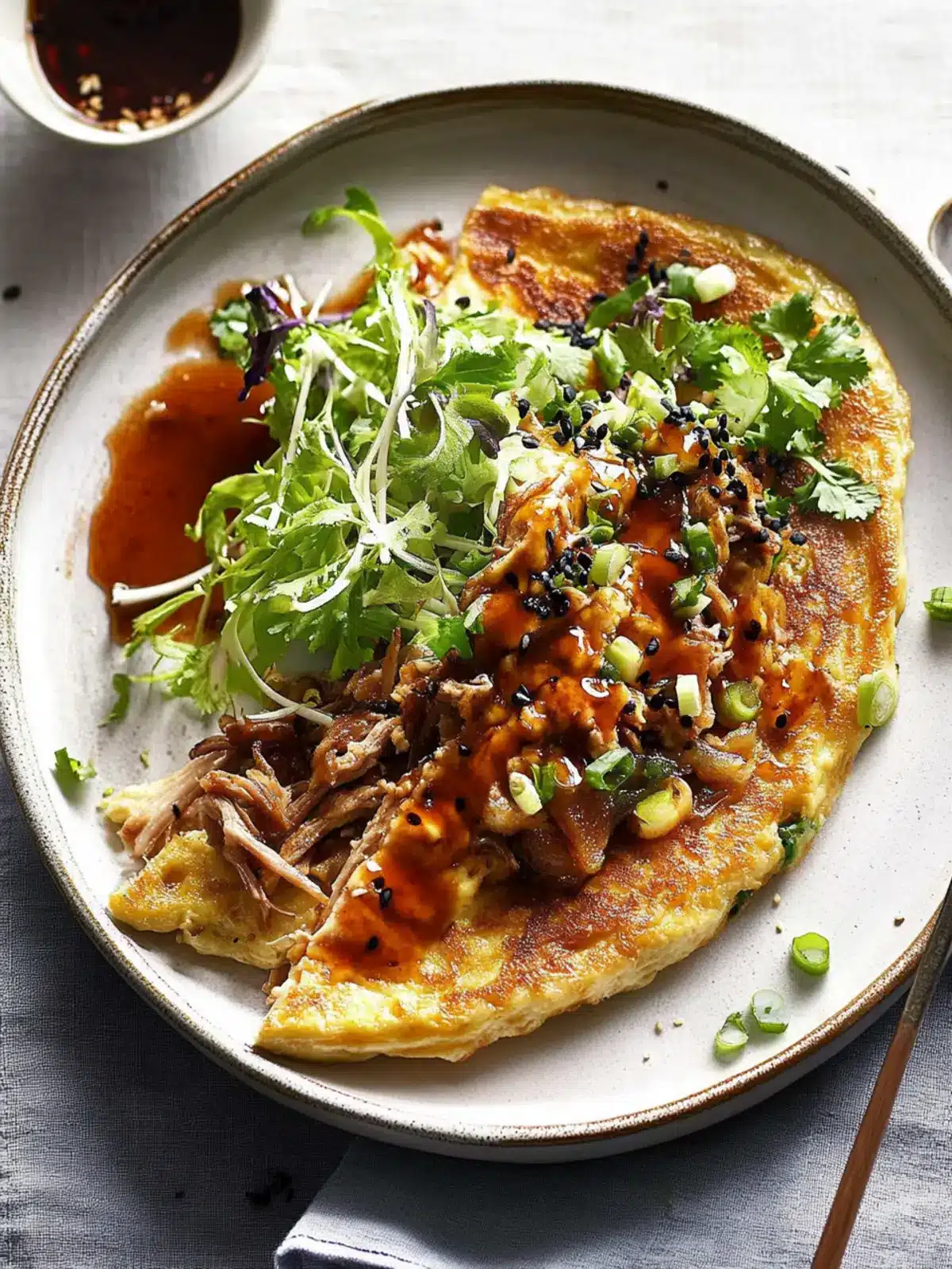 Chinese Pork Open Omelette