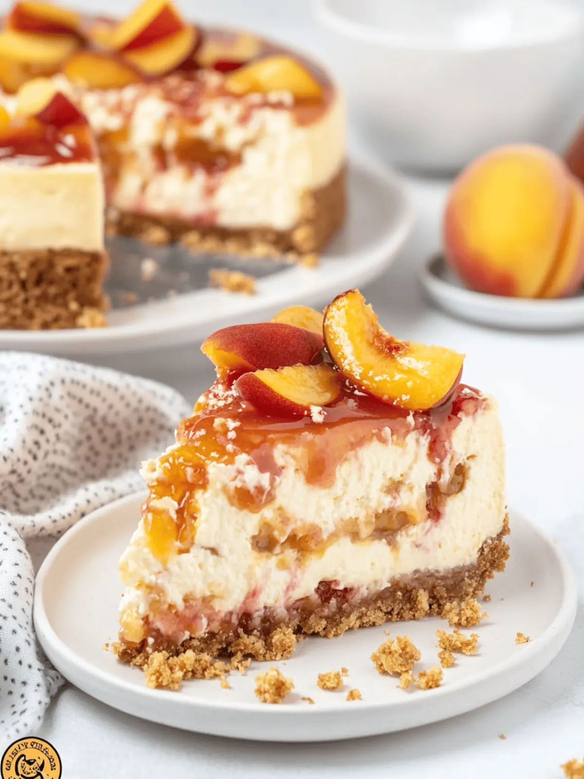 Indulgent Peach Cobbler Cheesecake with Crunchy Topping 4 Peach Cobbler Cheesecake