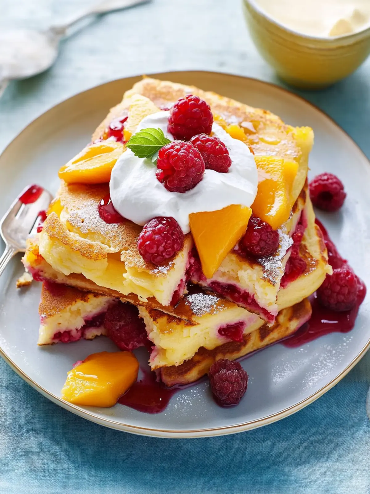 Tray Bake Pancake With Raspberry And Mango