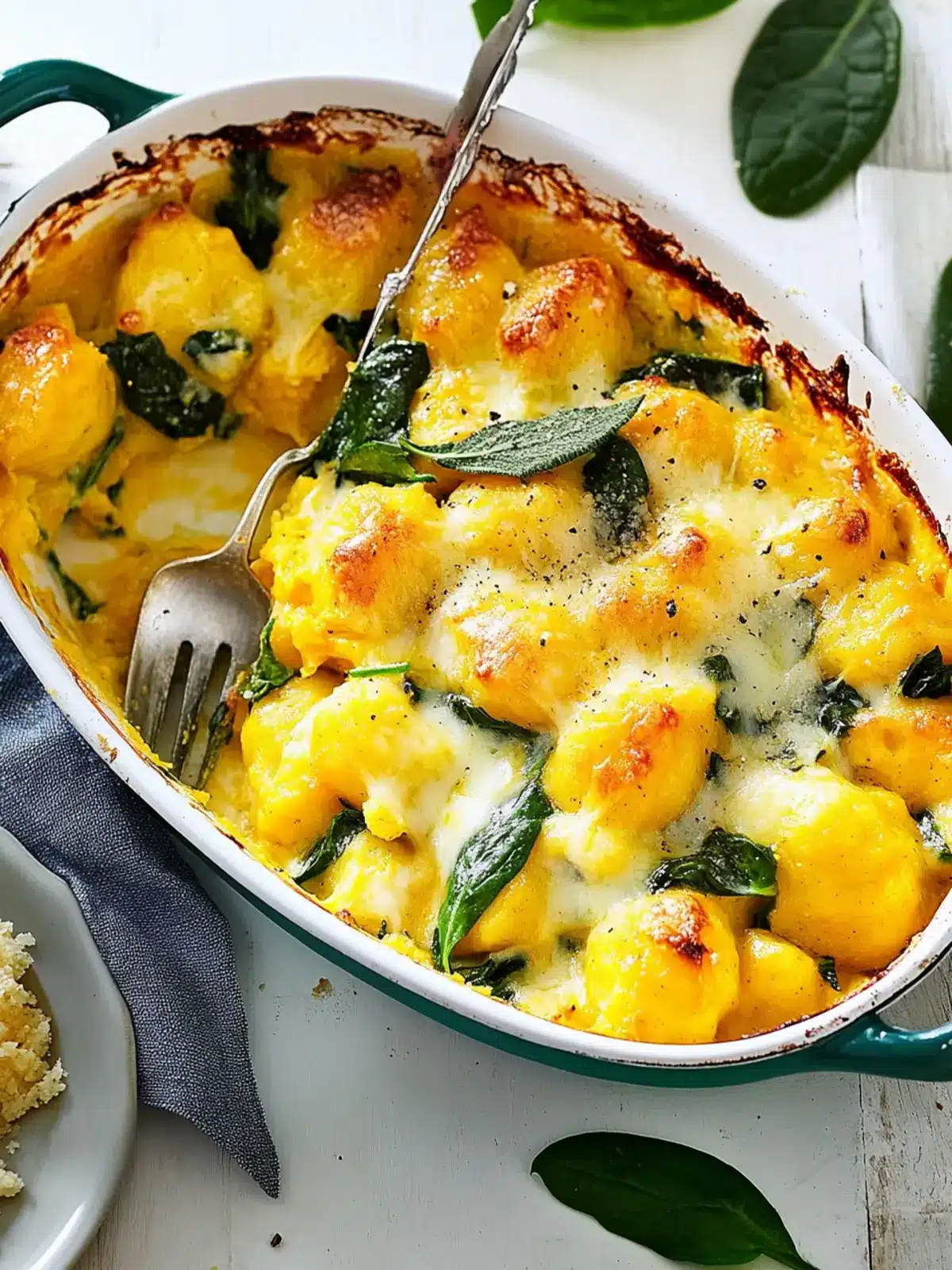 Lactose-Free Baked Pumpkin, Spinach and Sage Gnocchi