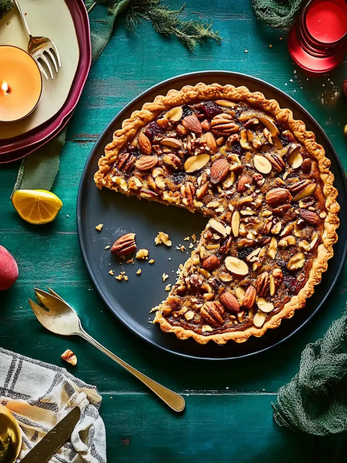 Nepali spiced fruit and nut tart