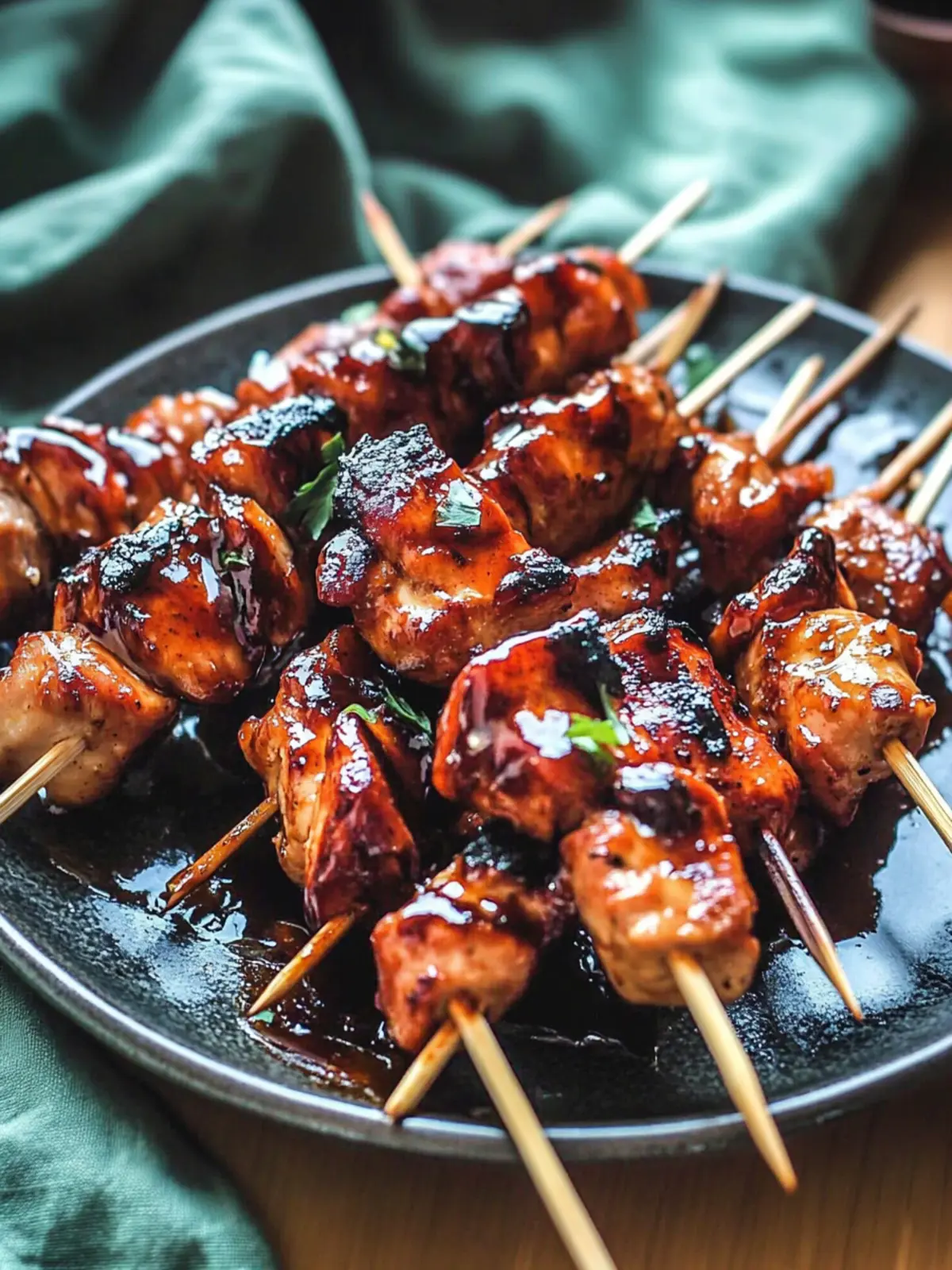 Sticky Bourbon Chicken Skewers