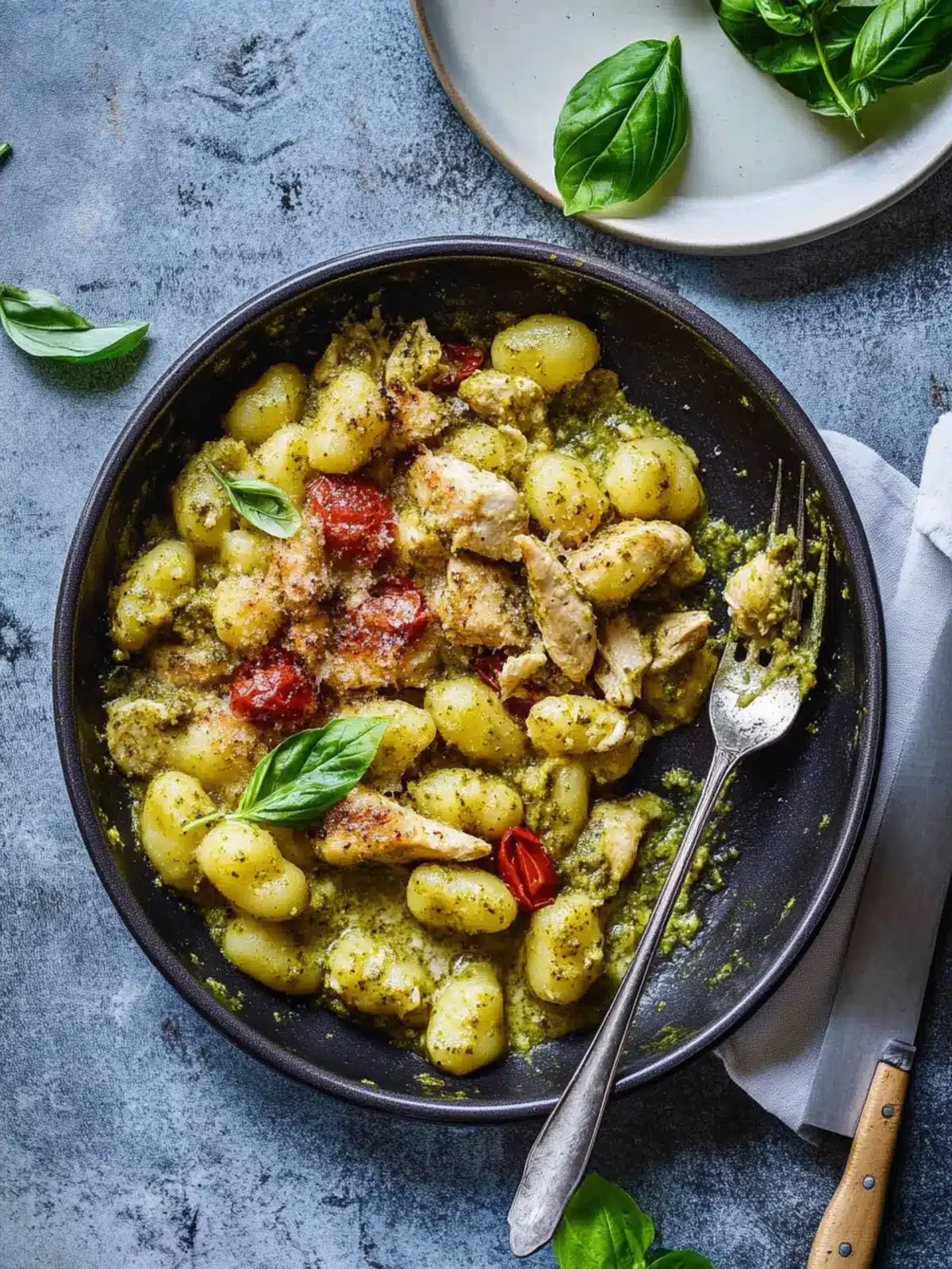 One Pan Baked Pesto Chicken Gnocchi