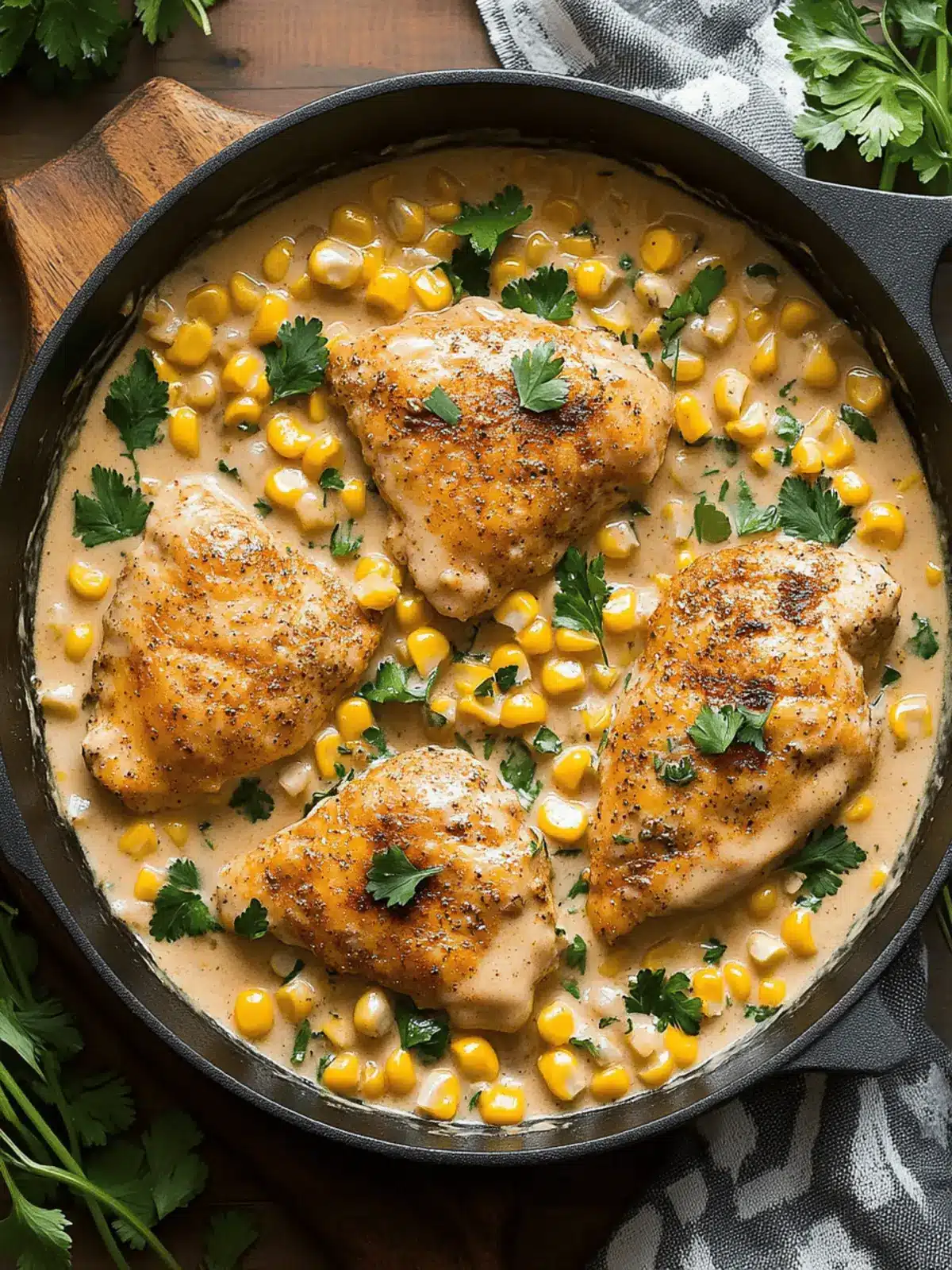 Skillet Creamy Cajun Chicken Lazone with Herby Corn