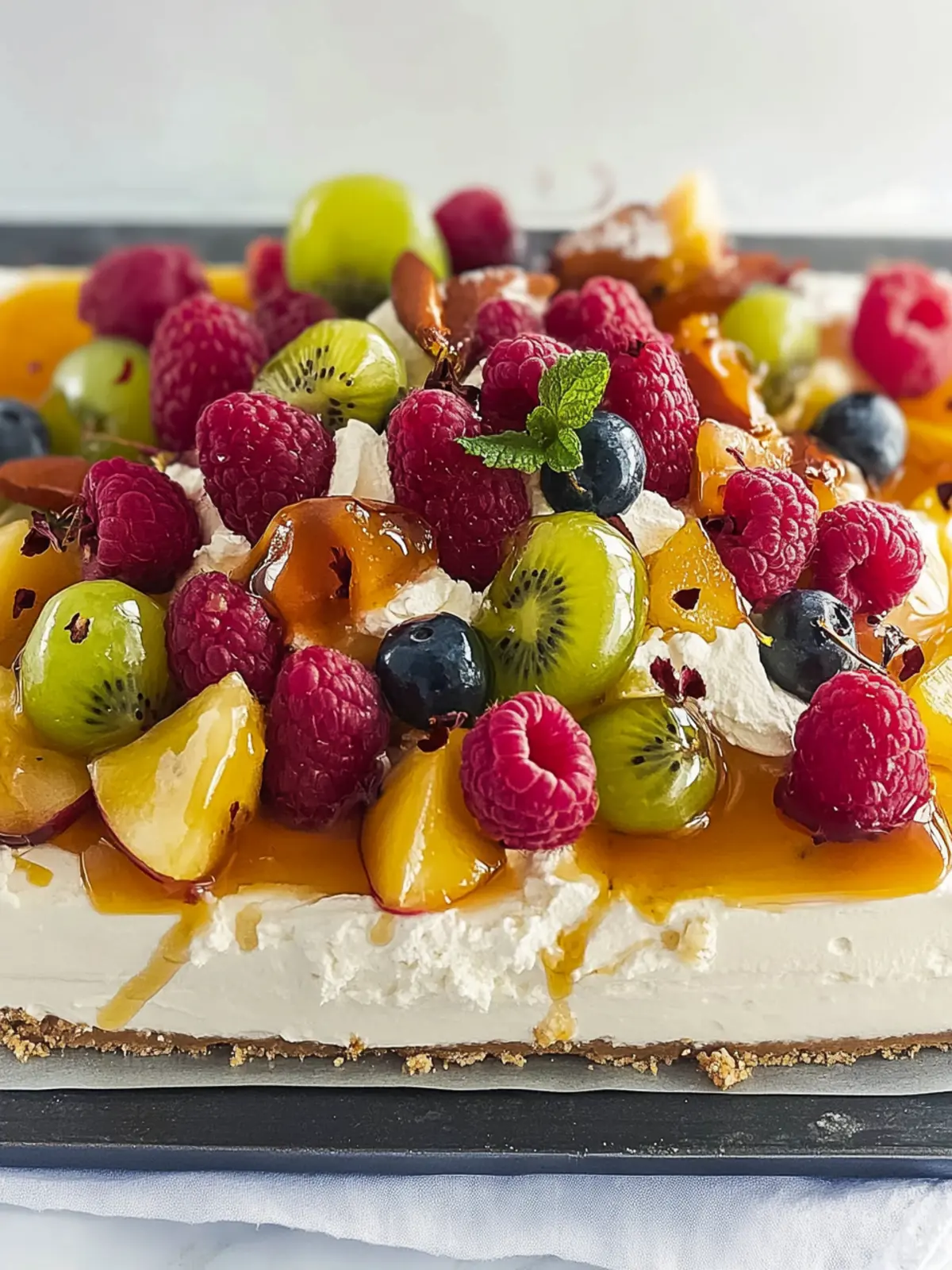 White Crackle Fruit Salad Cheesecake: Your No-Bake Summer Star 2 White Crackle Fruit Salad Cheesecake