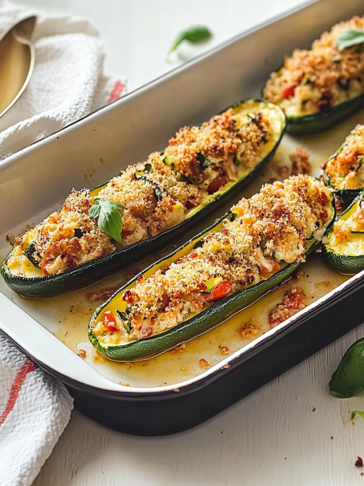 Stuffed Zucchini Parmesan Boats