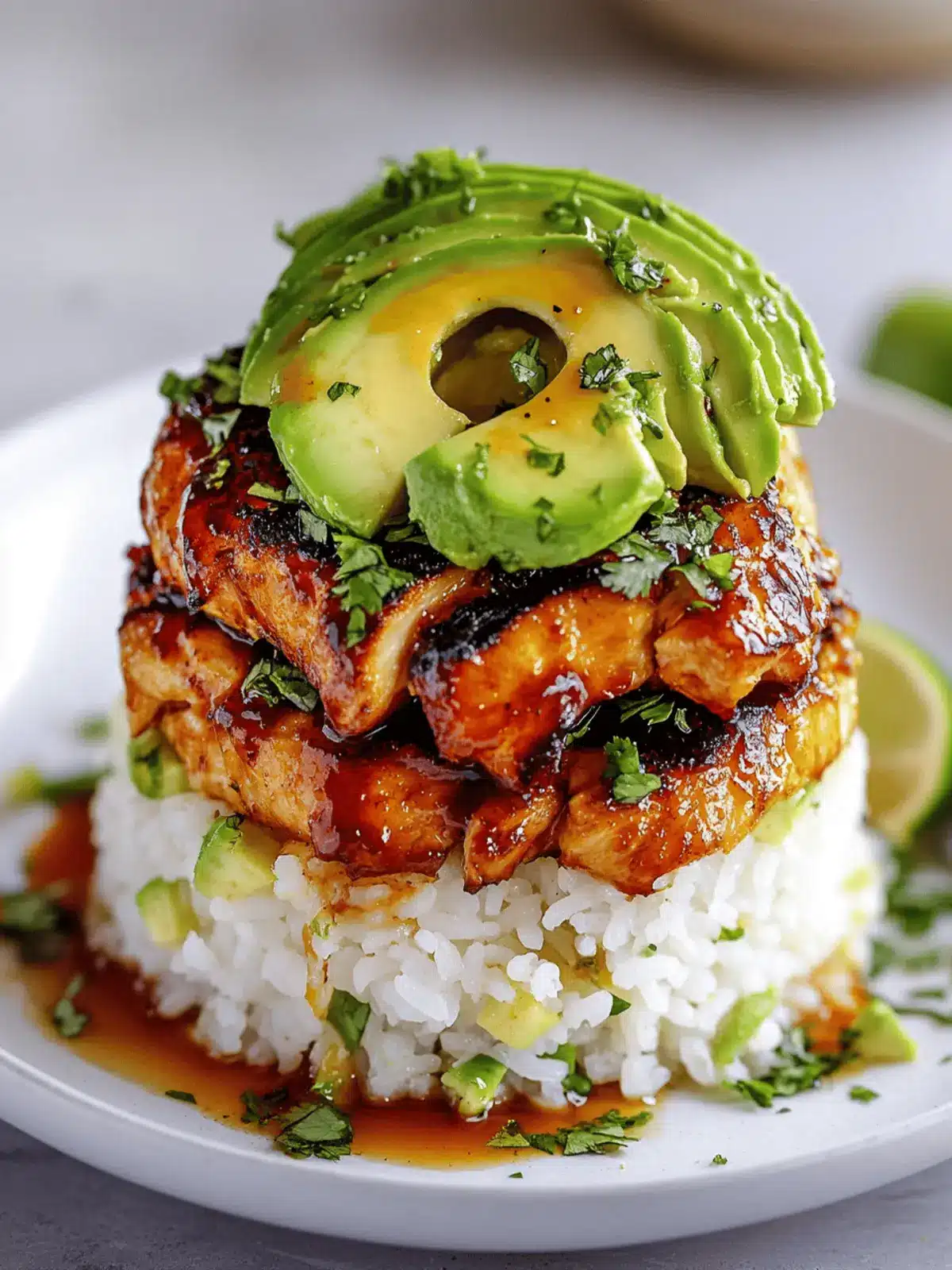 Honey Lime Chicken & Avocado Rice Stack