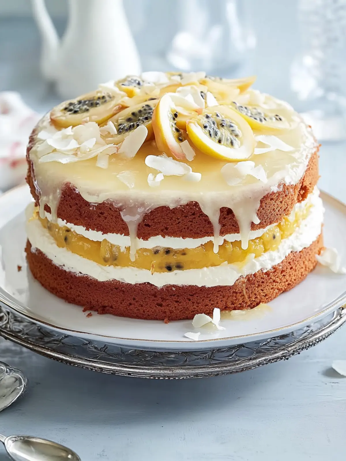 Vanilla Layer Cake with Passionfruit Curd