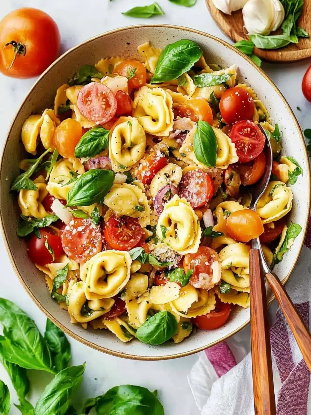 Fresh Tortellini Salad with Veggies and Zesty Italian Dressing 4 Tortellini Salad