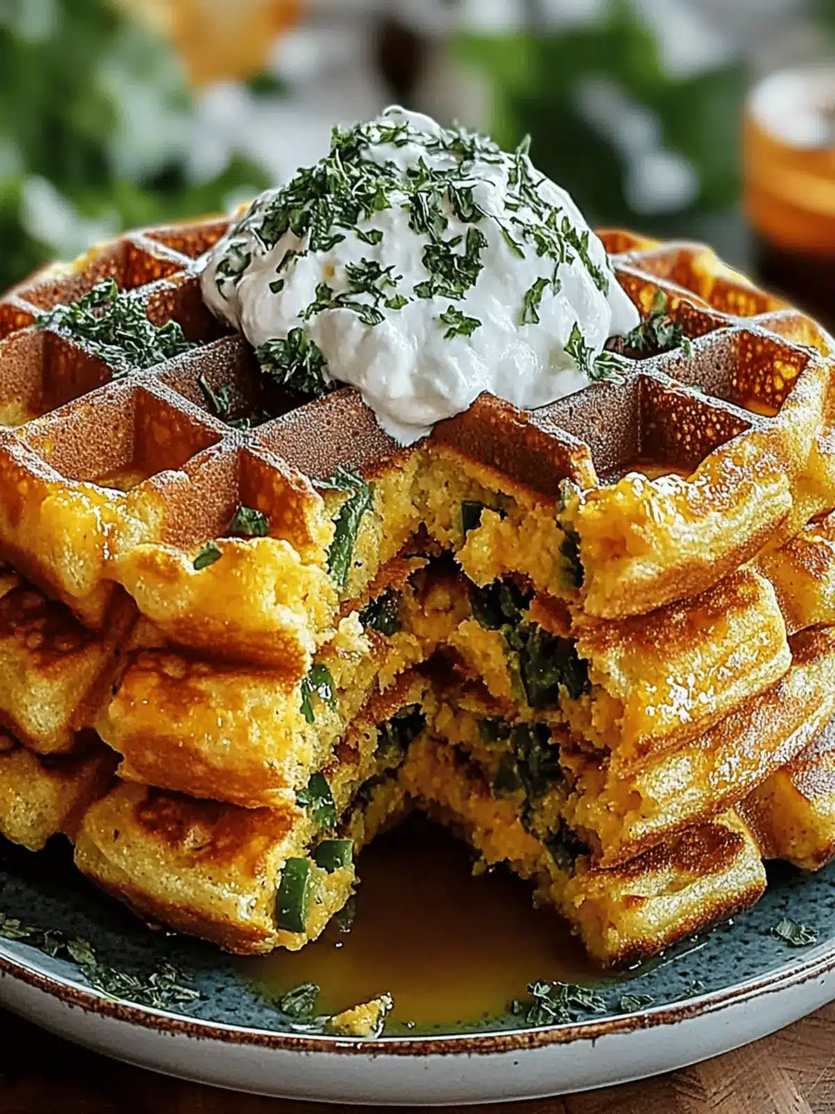 Cheddar JalapeÃ±o Cornbread Waffles: A Flavorful Twist on a Classic