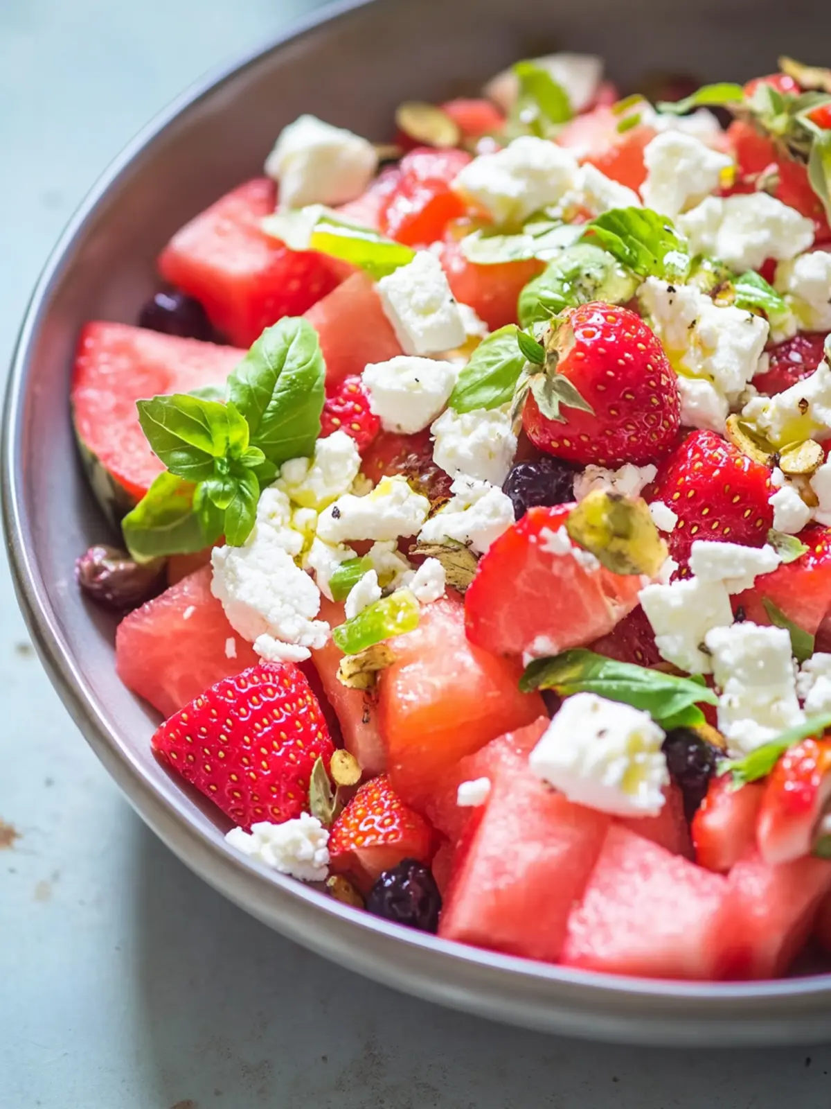 Watermelon, Strawberry and Feta Salad