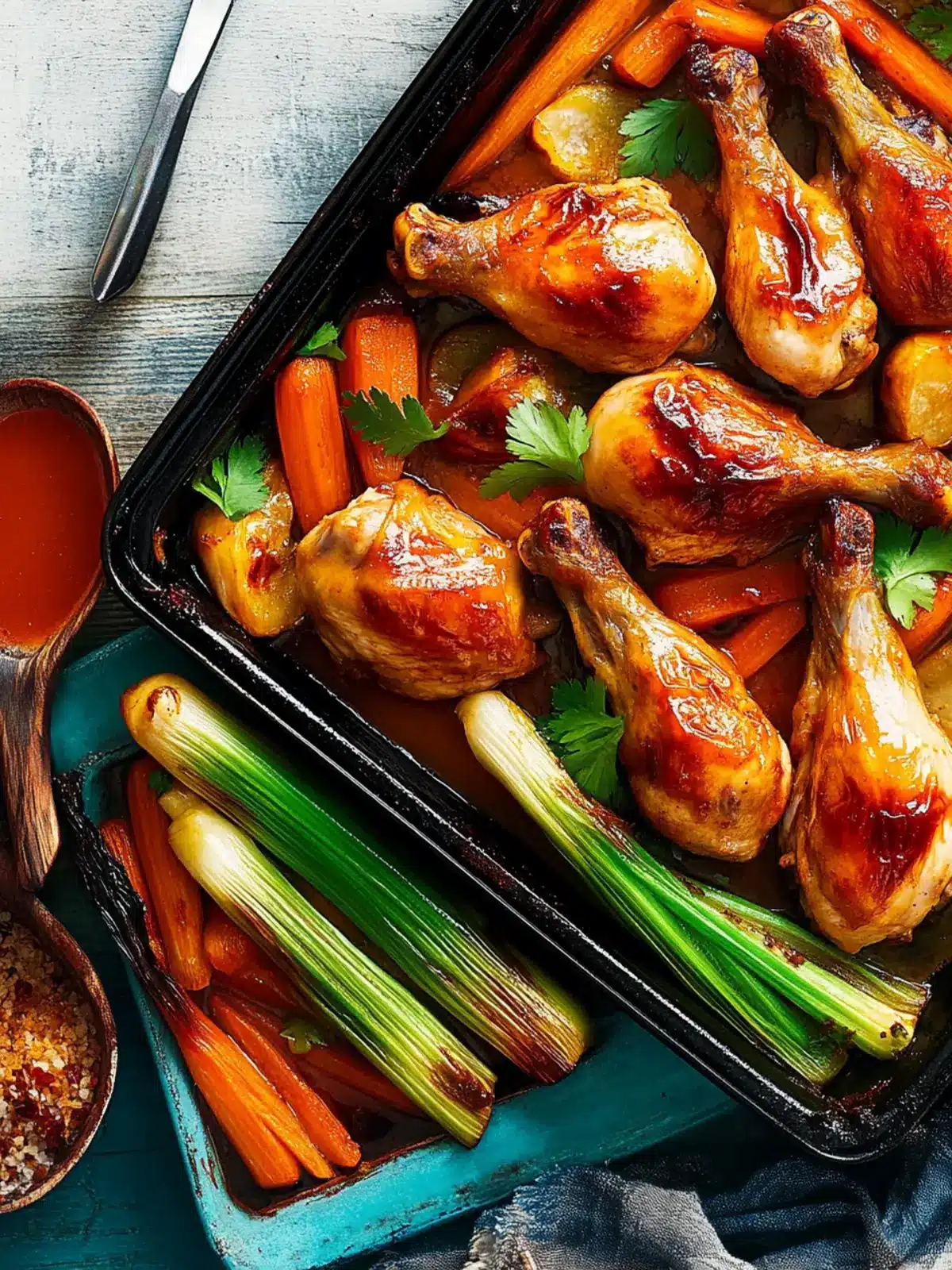 Teriyaki Chicken Drumstick and Veggie Tray Bake Magic 4 Teriyaki Chicken Drumstick and Vegetable Tray Bake