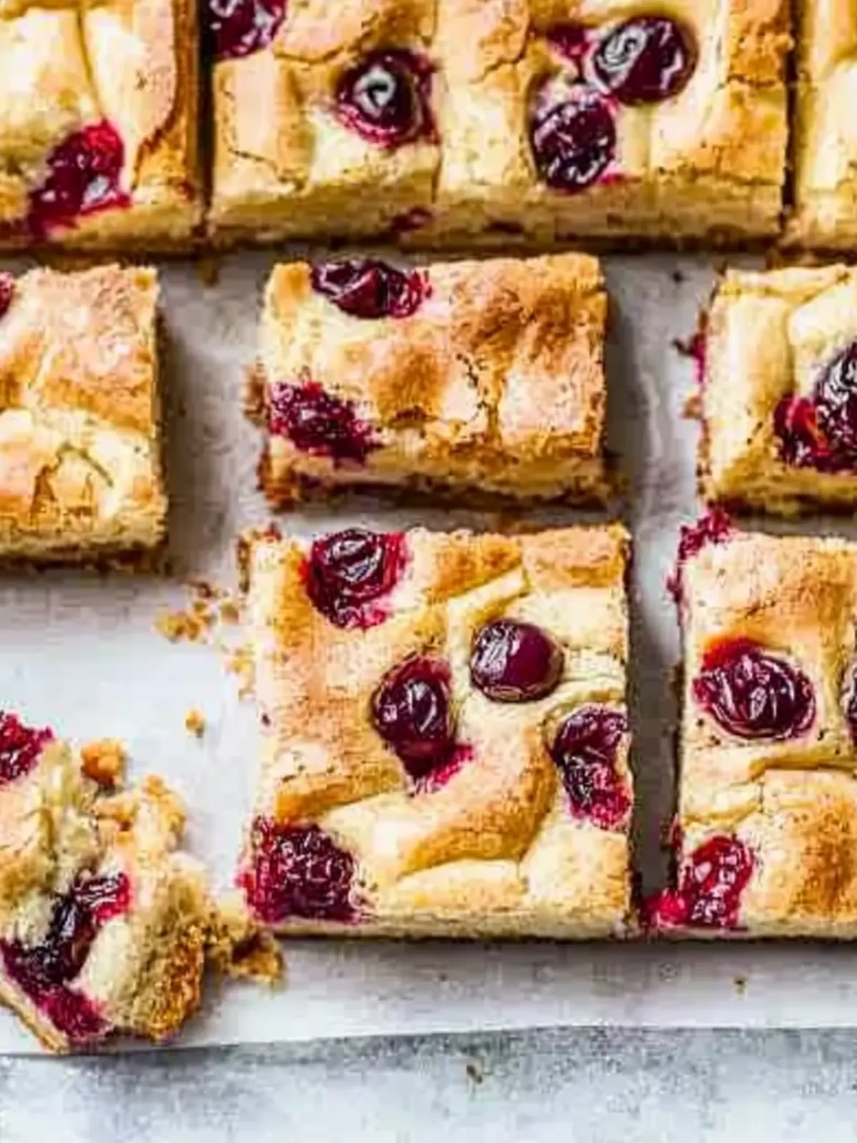 White chocolate cranberry cheesecake blondies