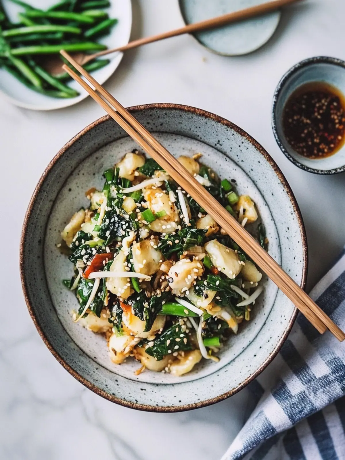Shanghai Rice Cake Stir-fry w/ Shepherd s Purse