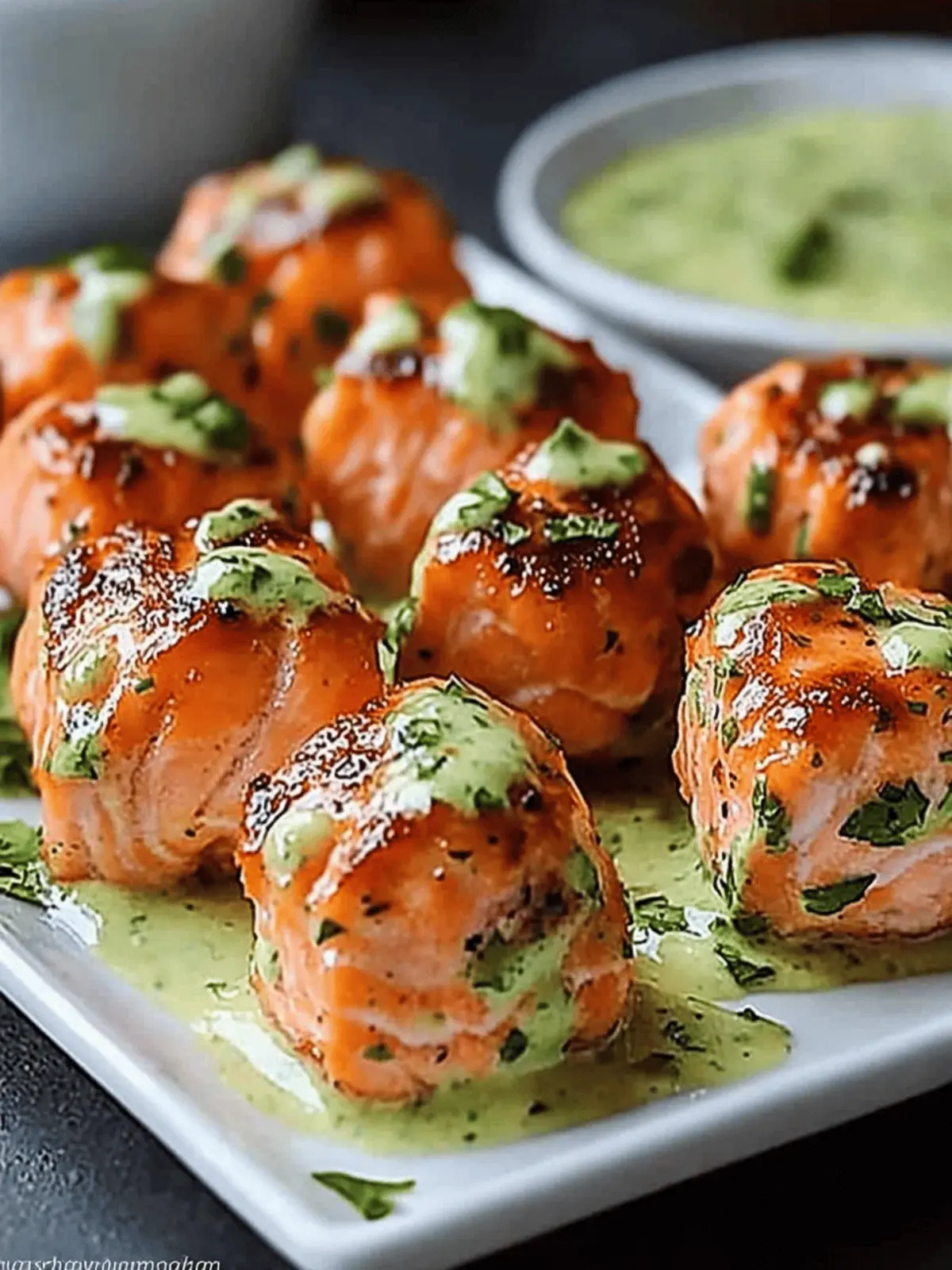 Crispy Salmon Bites with Avocado Sauce You'll Love 3 Crispy Salmon Bites with Sauce