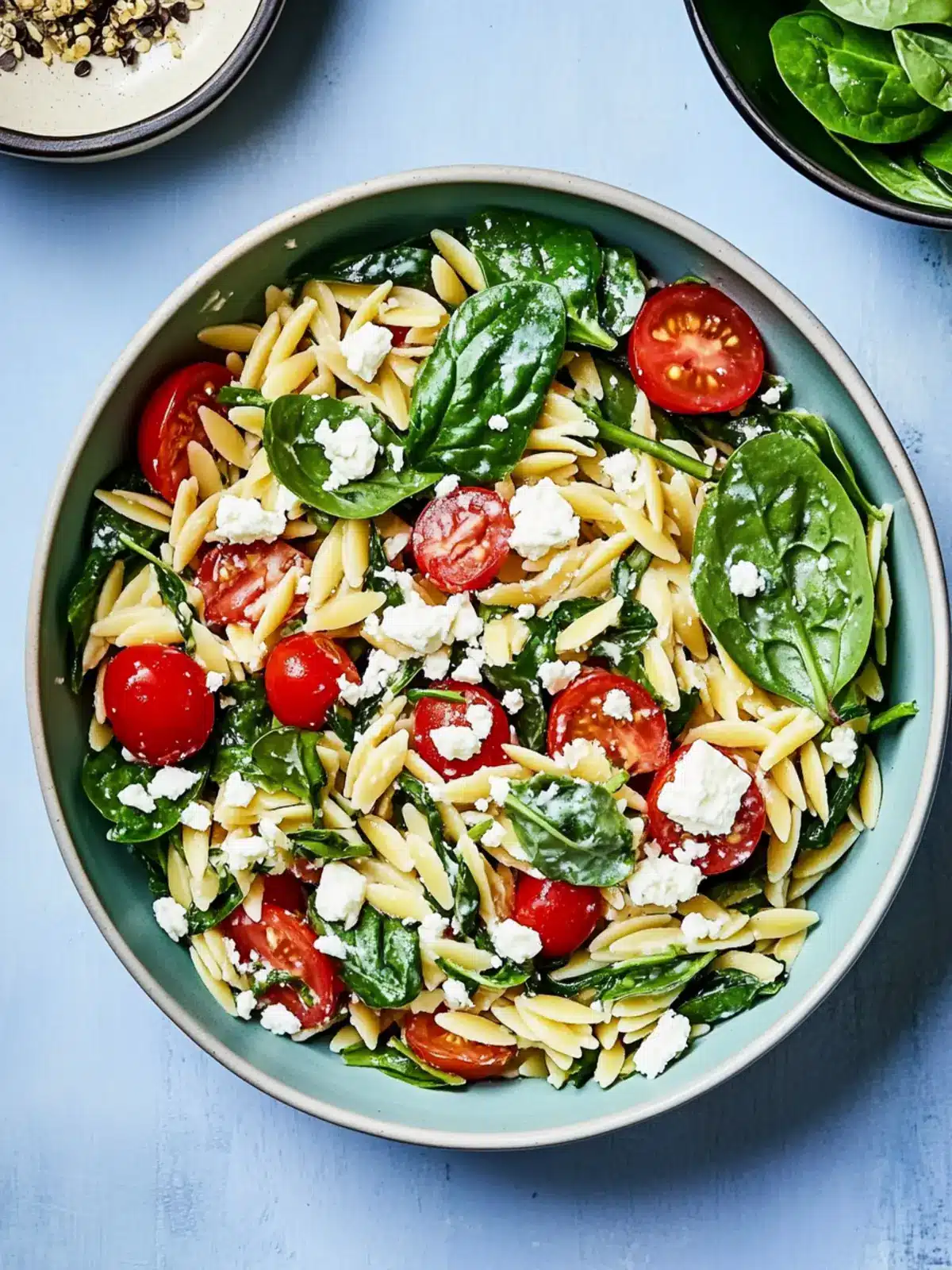 Spinach Orzo Salad with Feta, Tomatoes, and Zesty Basil Bliss 2 Spinach Orzo Salad With Feta, Tomatoes and a Basil Dressing