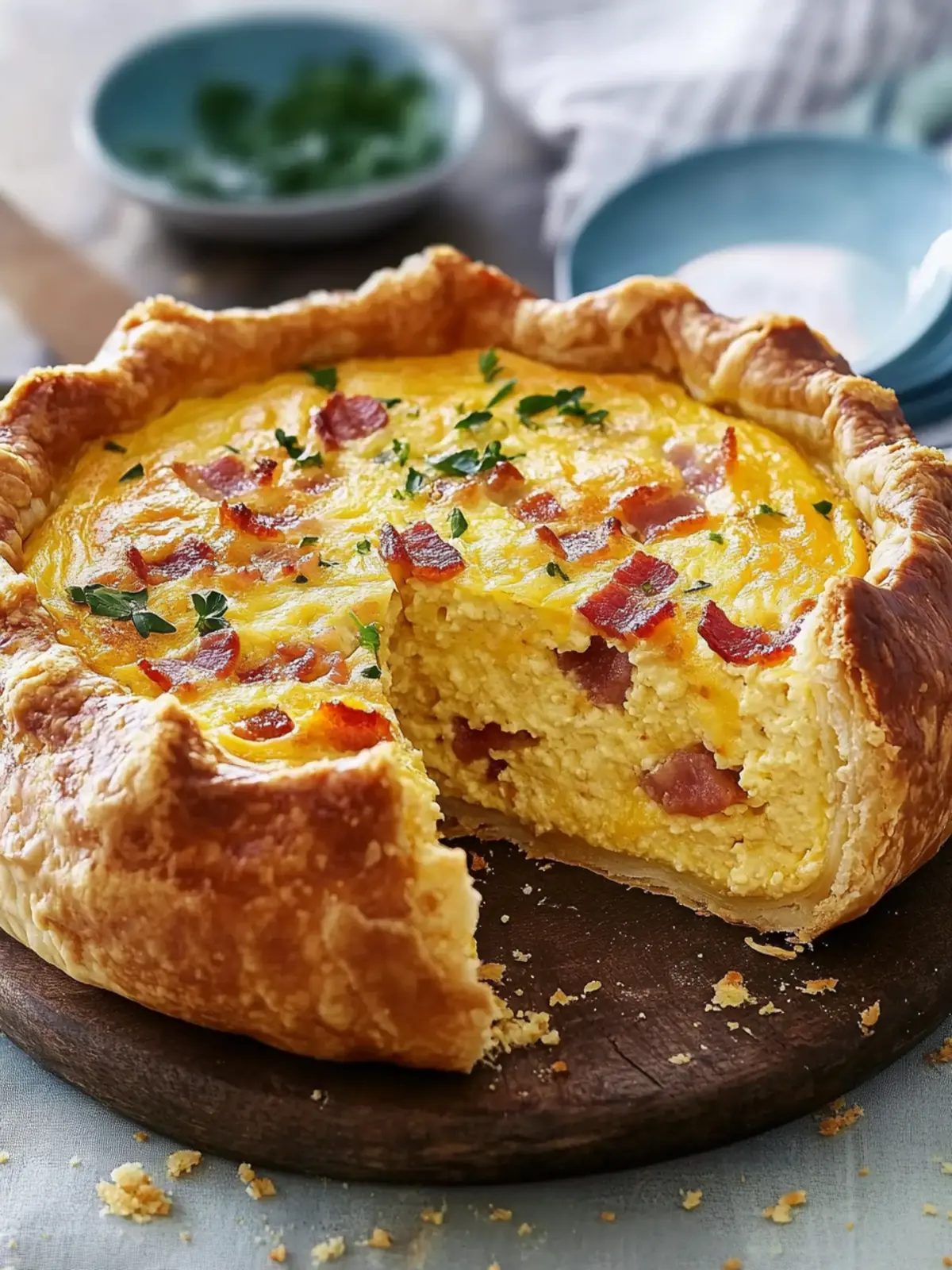 Cheese and Bacon Quiche in a Cob